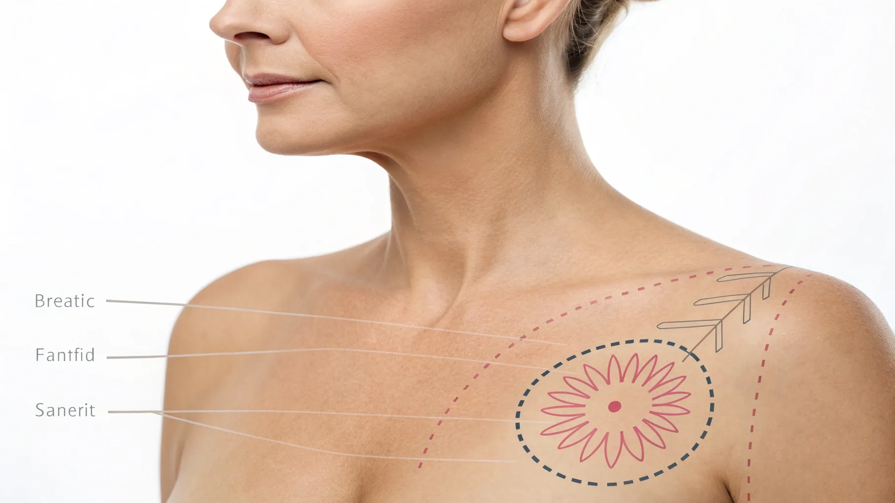 Areola Reduction Surgery cost consultation room with anatomical models and charts.