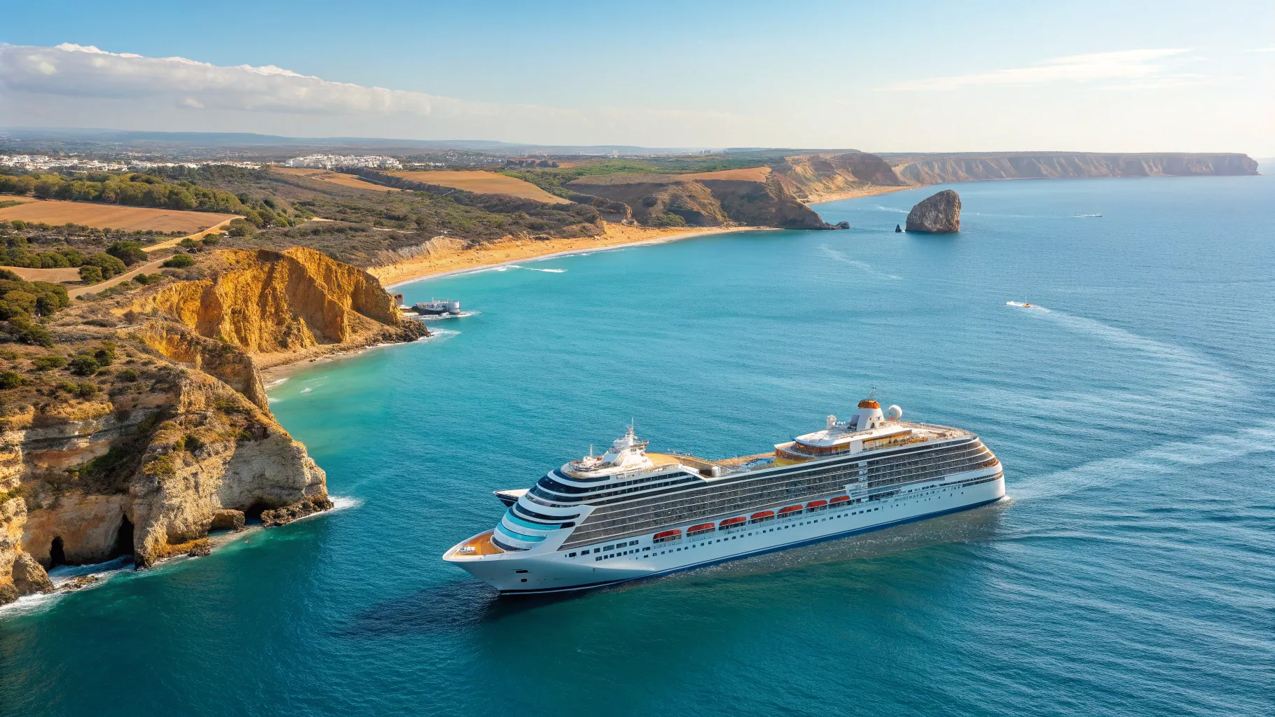 Cruises from Miami to Portugal 2025/2026: Luxurious ship on vibrant Atlantic waters.