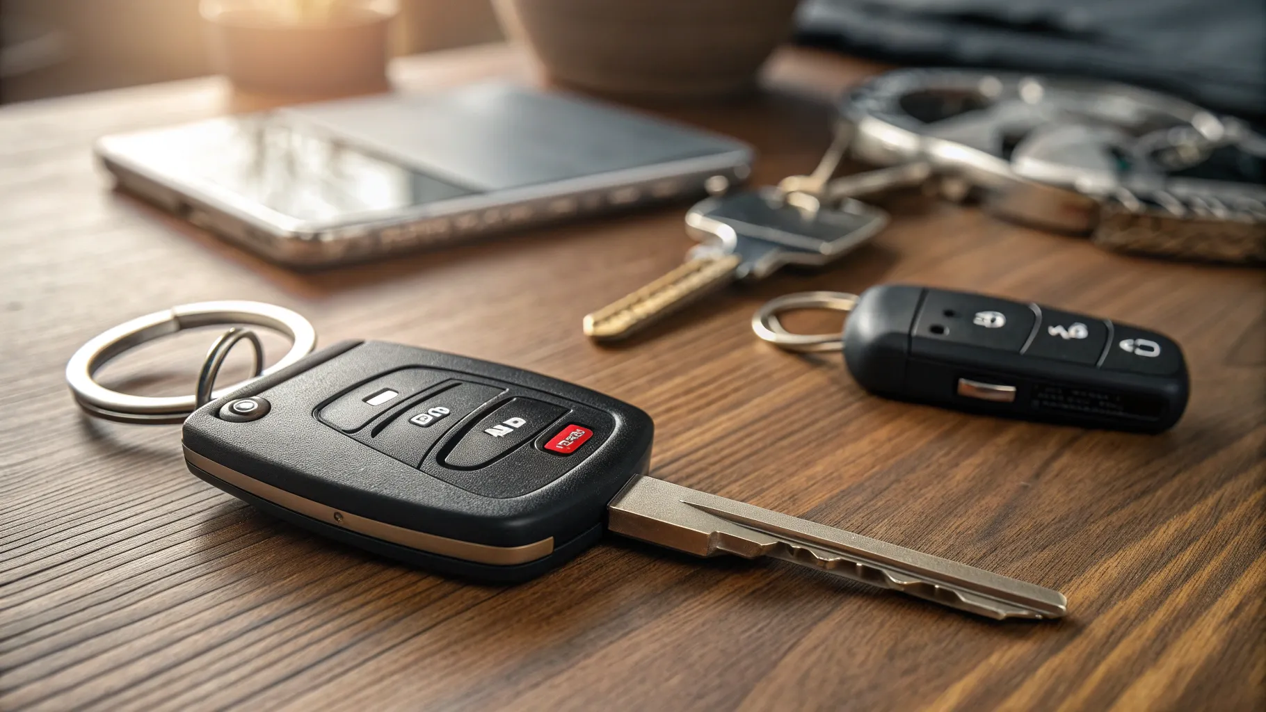 Car Key Replacement Price Info UK displaying various car keys with intricate details.