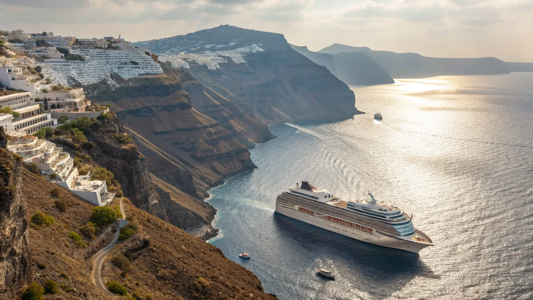 Cruises from Melbourne to Greece 2025/2026 featuring a stunning ship in the Aegean.