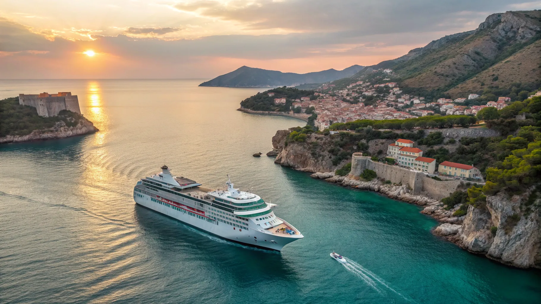 Adriatic Elegance: Portsmouth’s Route to Croatia’s Shores - a breathtaking coastal sunset.