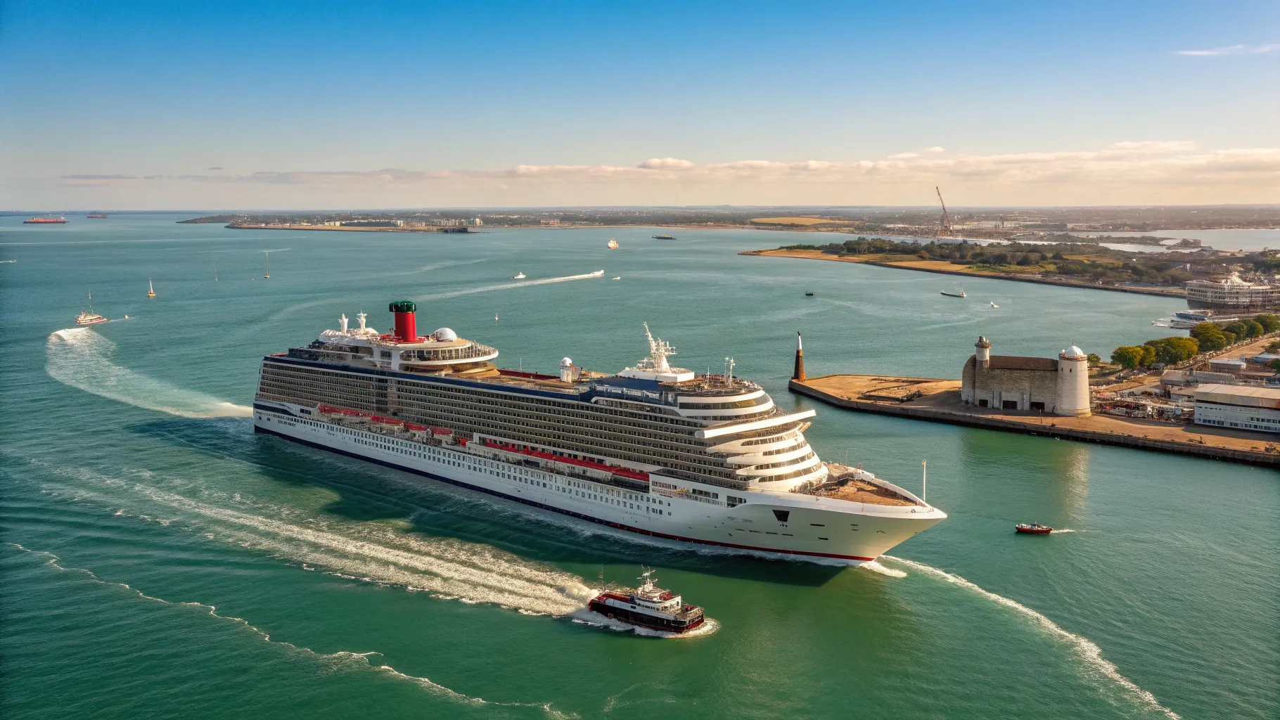 French Coasts Unveiled: Portsmouth's Voyage to France, a cruise ship sails towards France.