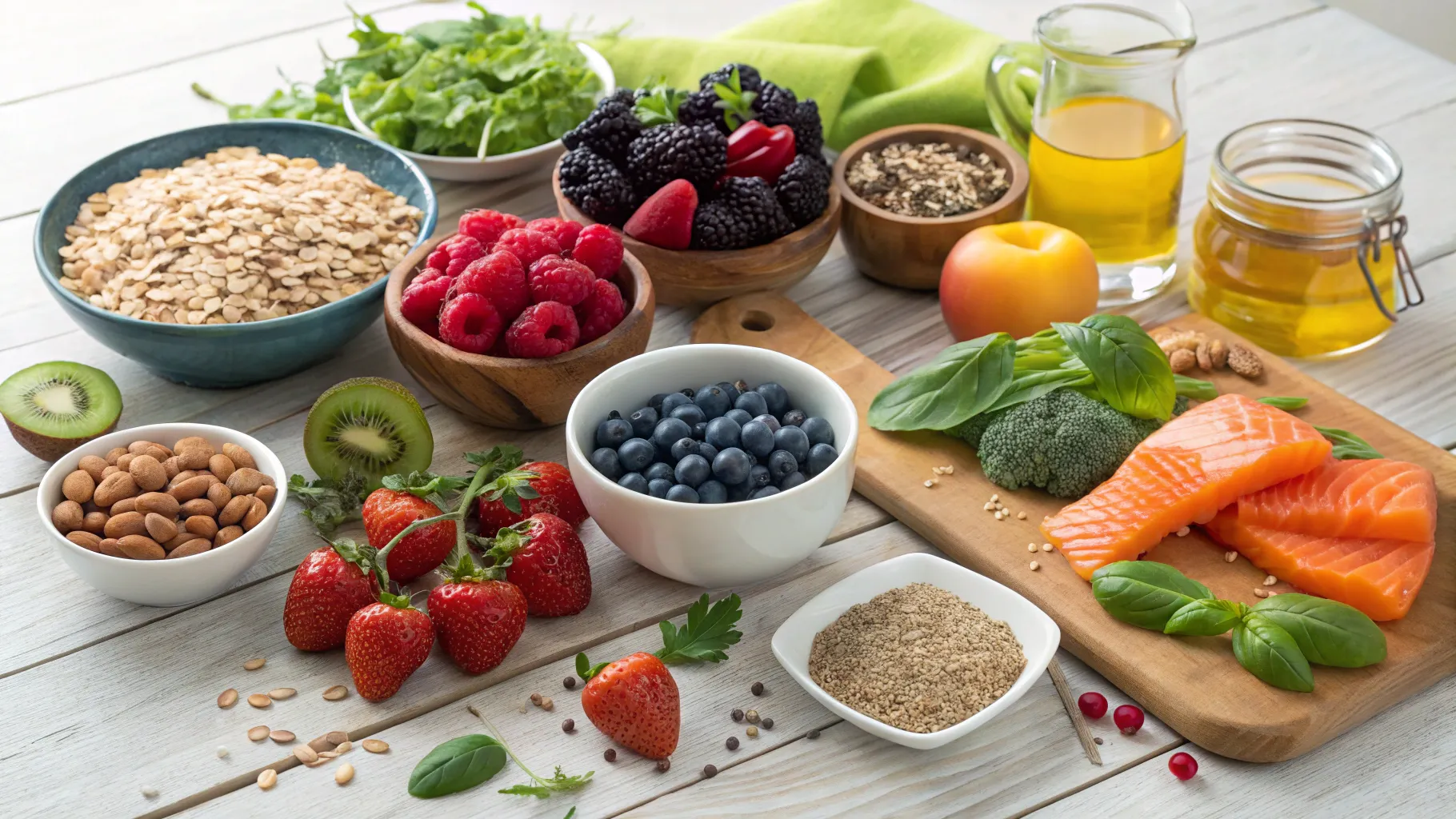 Diabetes Prevention Program — What To Eat, What To Avoid: Healthy foods beautifully arranged.
