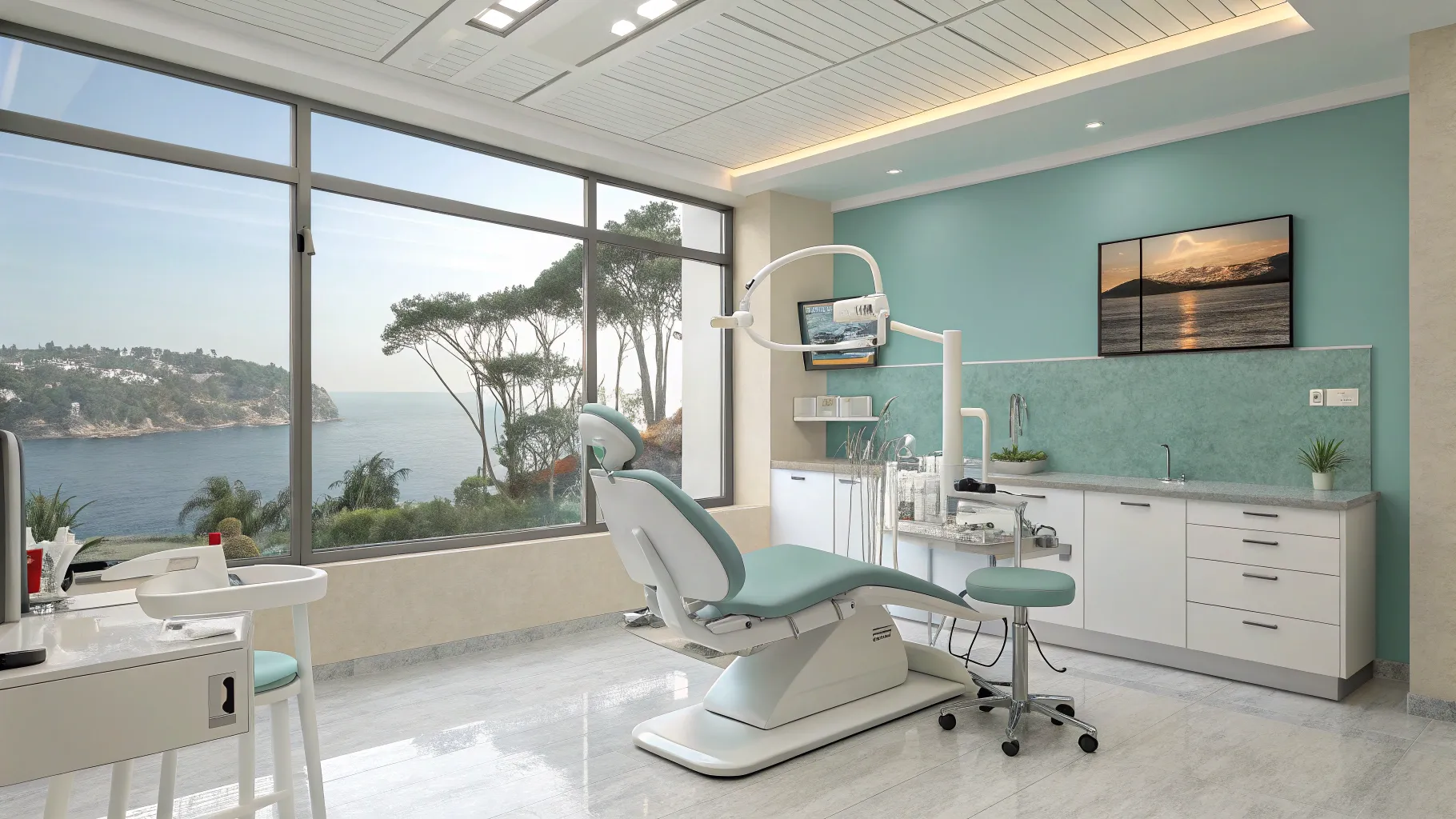 Guide to Low-Cost Dental Implants in Mexico: modern clinic filled with dental tools and chairs.