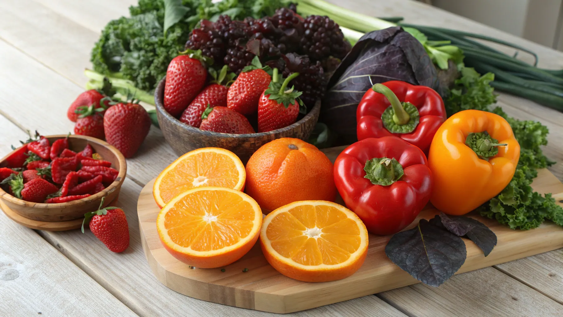 Vitamin C Deficiency Symptoms: colorful fruits and veggies showcasing healthy options.