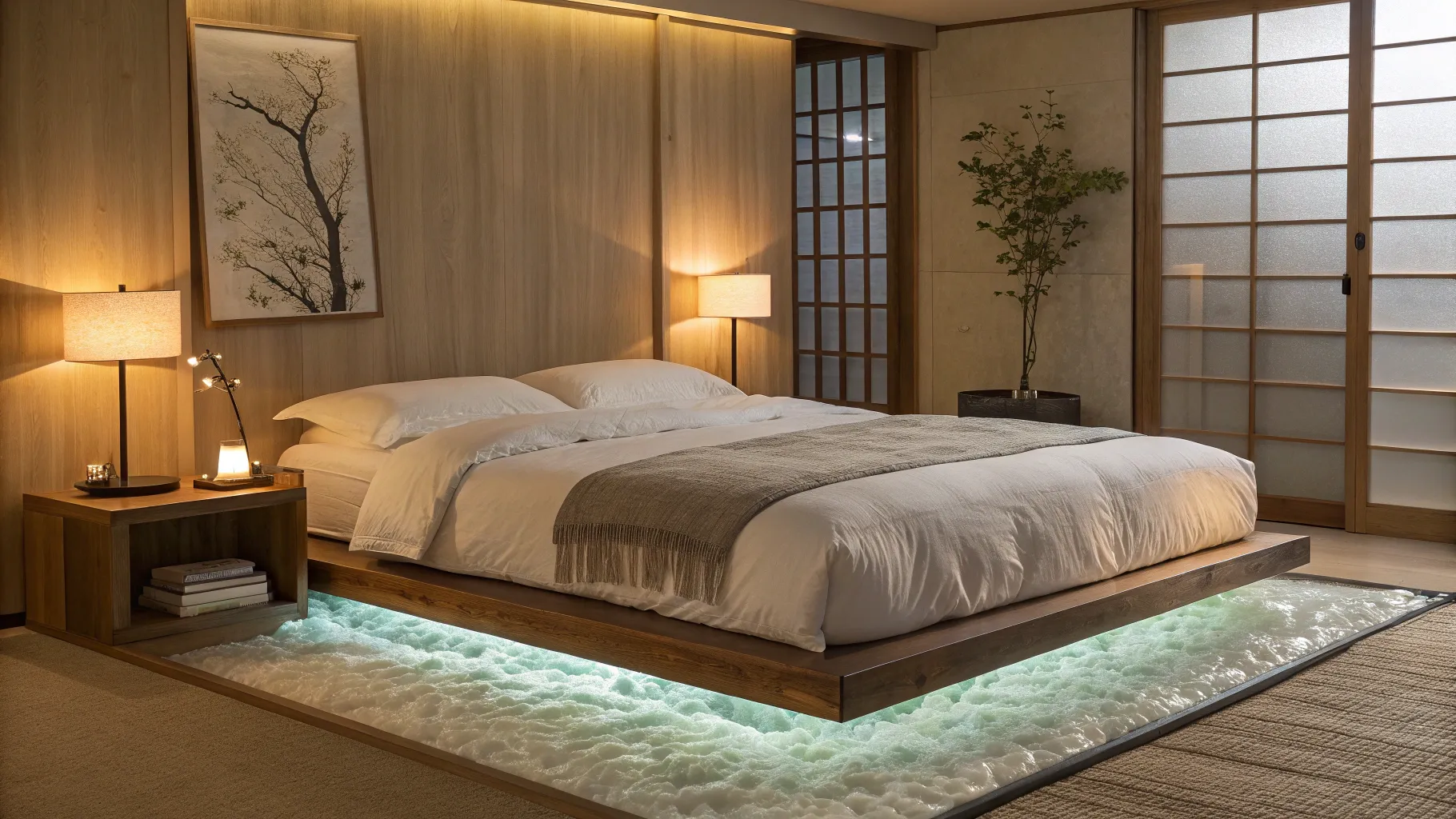 Discover the comfort of innovative jelly beds in a tranquil, modern bedroom setting.
