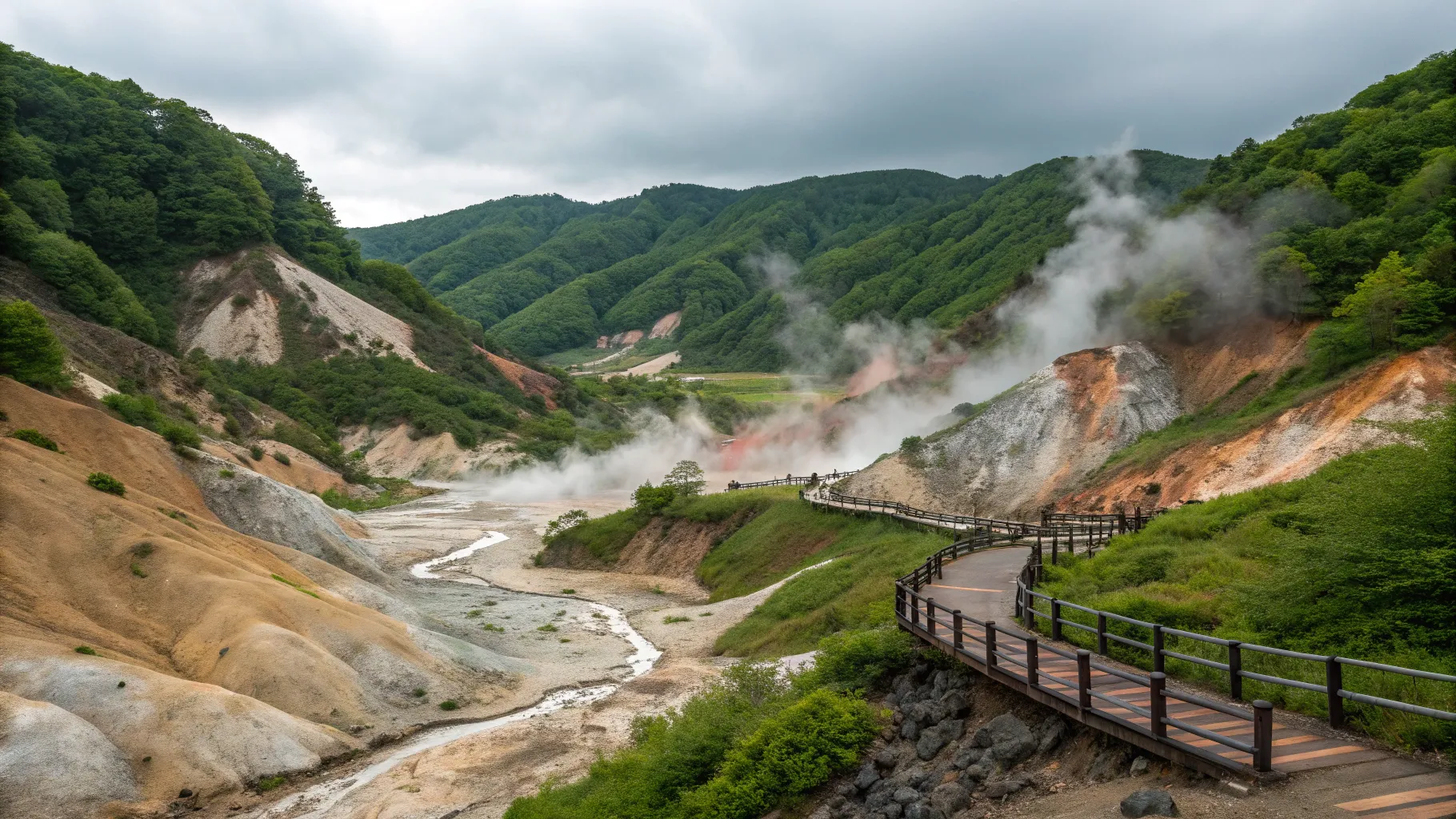 Noboribetsu Onsen travel guide: Explore steaming vents and lush landscapes of Hell Valley.