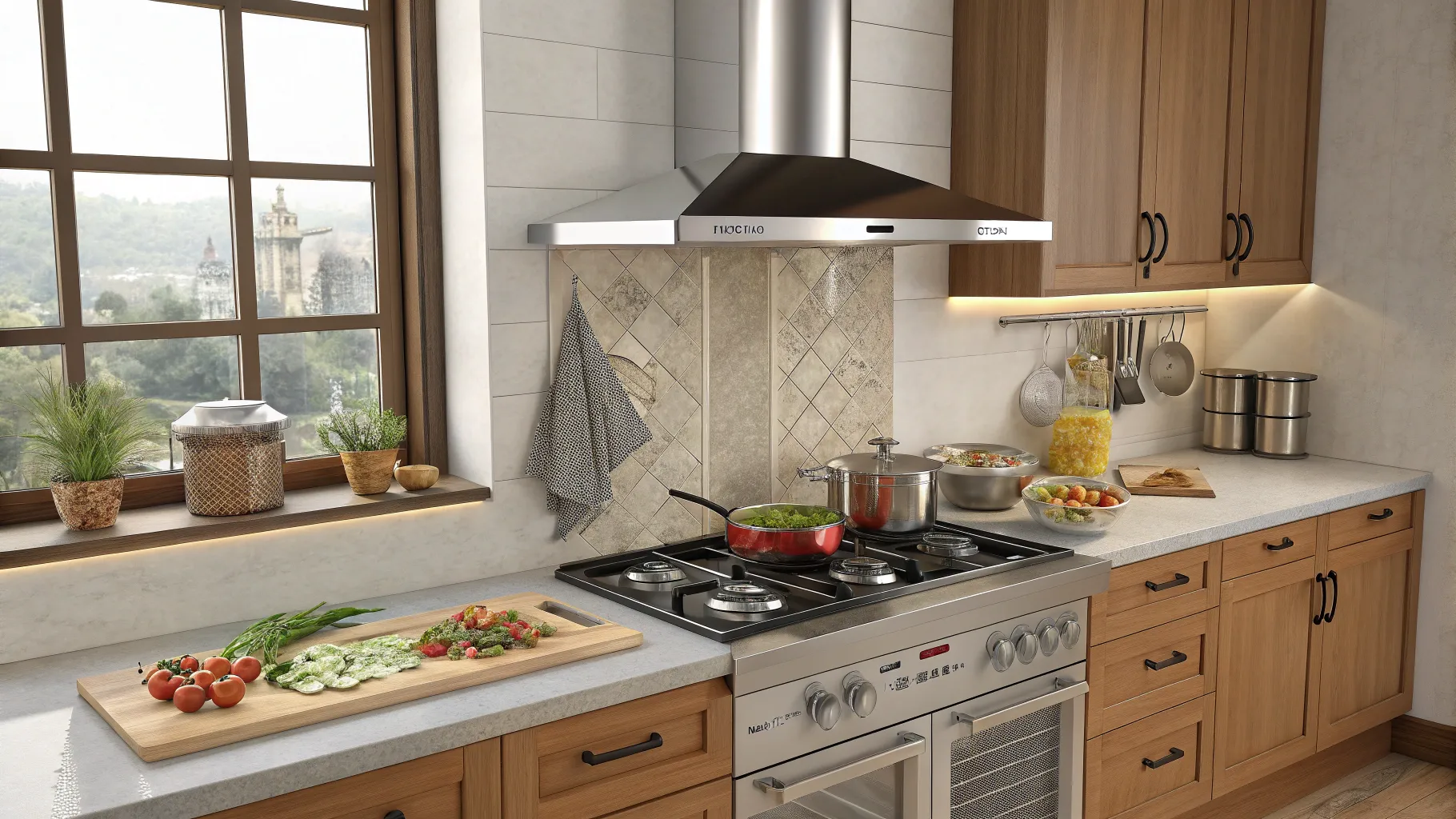 Kitchen Chimney Buying Guide: A stylish kitchen with a sleek chimney and contemporary design.