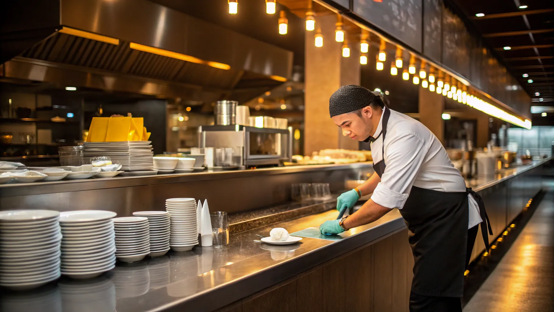 Restaurant Cleaner Job in action, ensuring a pristine kitchen environment with care.