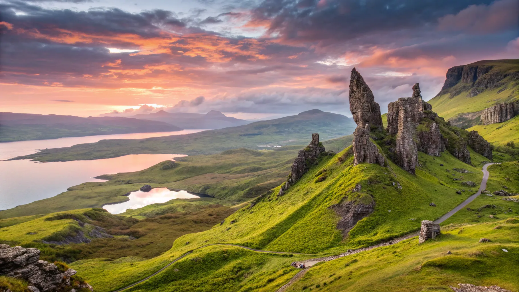Scotland 14 Days Tour Packages featuring stunning Highland landscapes at sunset.