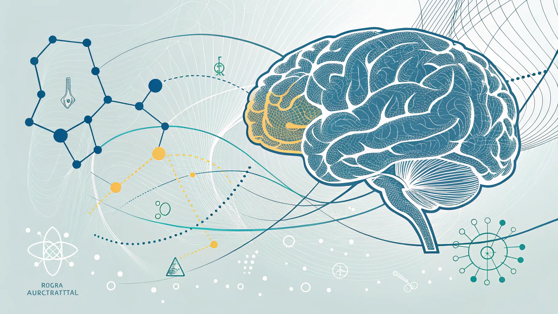 Abstract representation of brain chemicals and side effects from medication