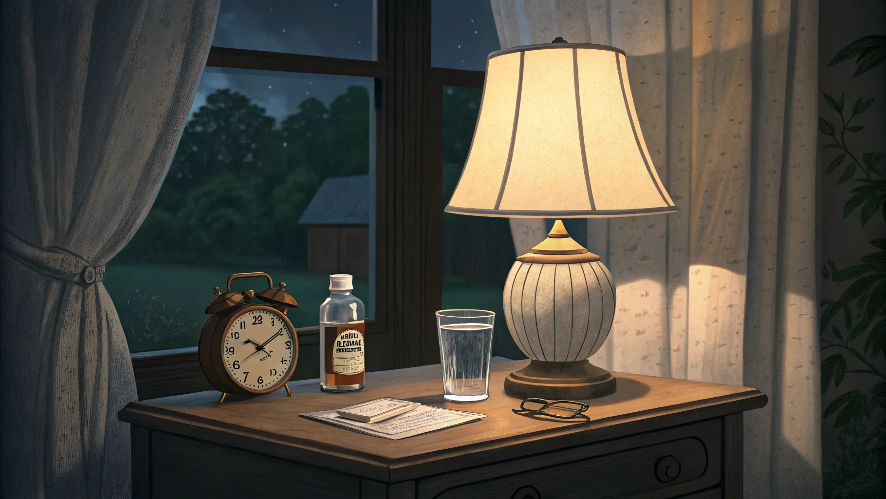 Silent Signs of Heart Failure shown by a dim lamp lighting a bedside scene at night.