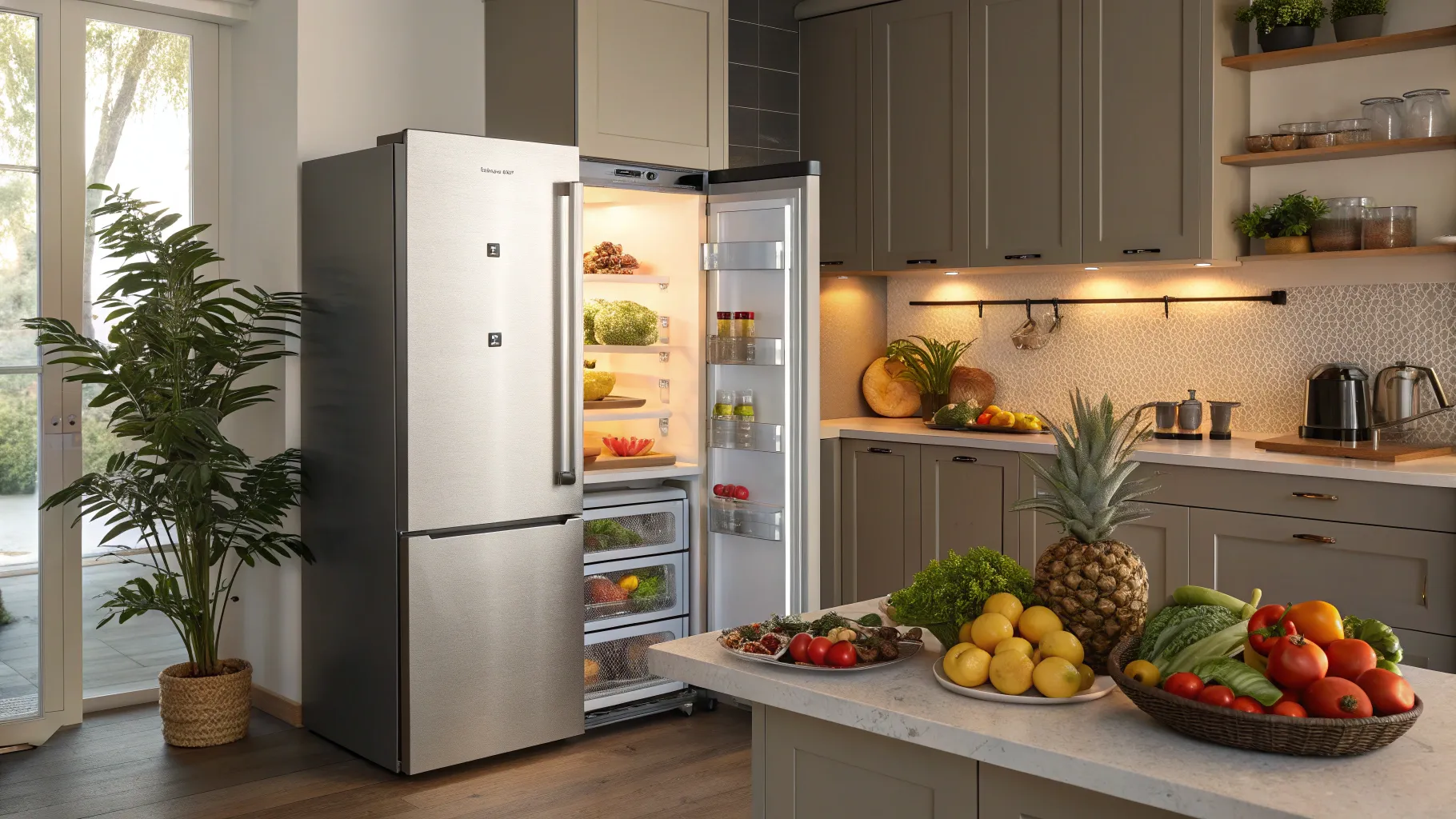 Switch to Energy-Efficient Refrigerators for a stylish and sustainable kitchen.
