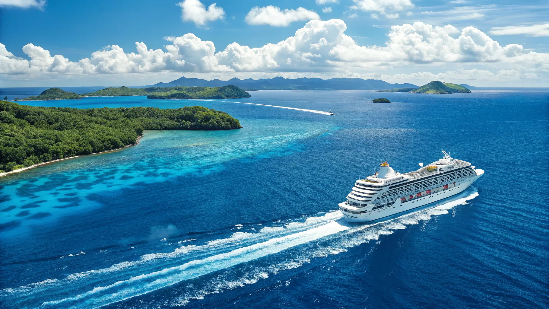 Sydney to Philippines Cruise with a majestic ship sailing in vibrant blue waters.