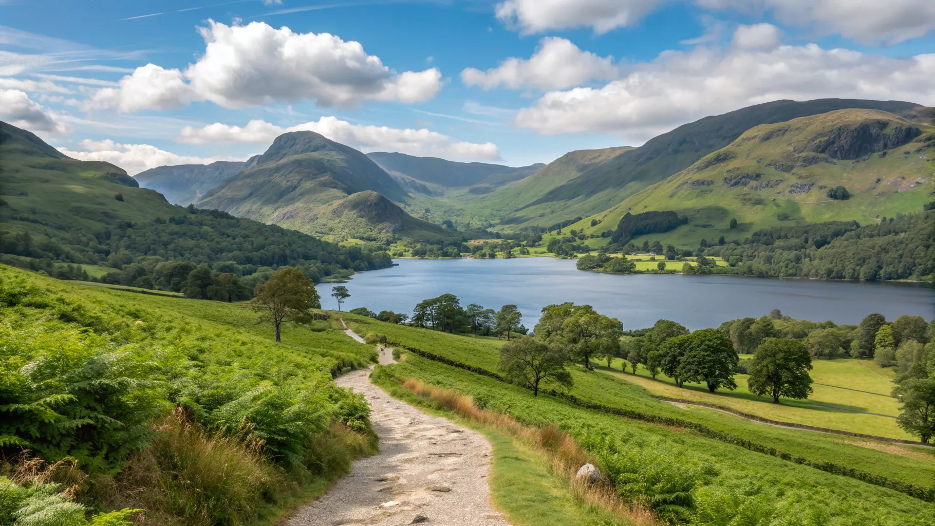 Lake District Tours for Seniors: Scenic landscape showcasing tranquil lakes and lush hills.
