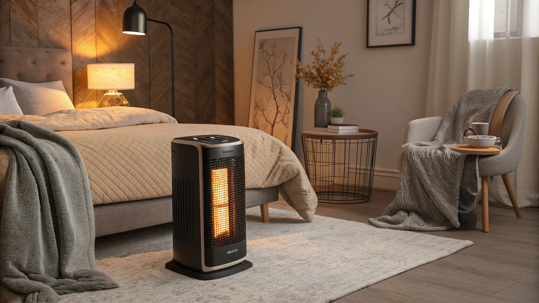 Read more about Energy-Efficient Portable Heaters in a cozy bedroom setting.
