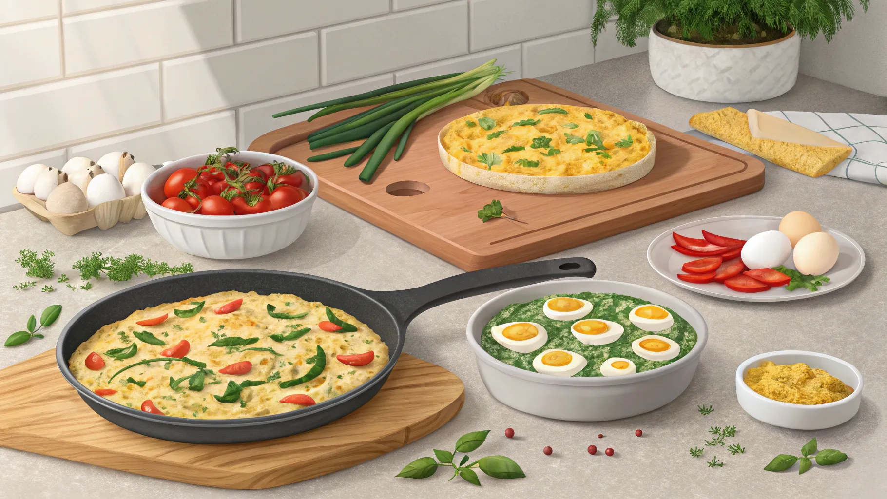 How Many Eggs A Week Is Too Much? Colorful dishes showcasing the versatility of eggs.