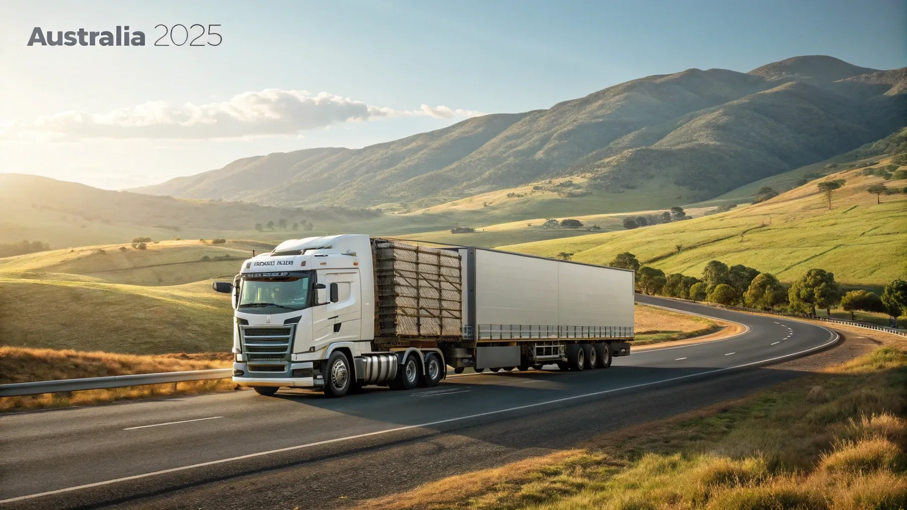 What is the average salary for a driver job in Australia? A modern truck in a scenic landscape.