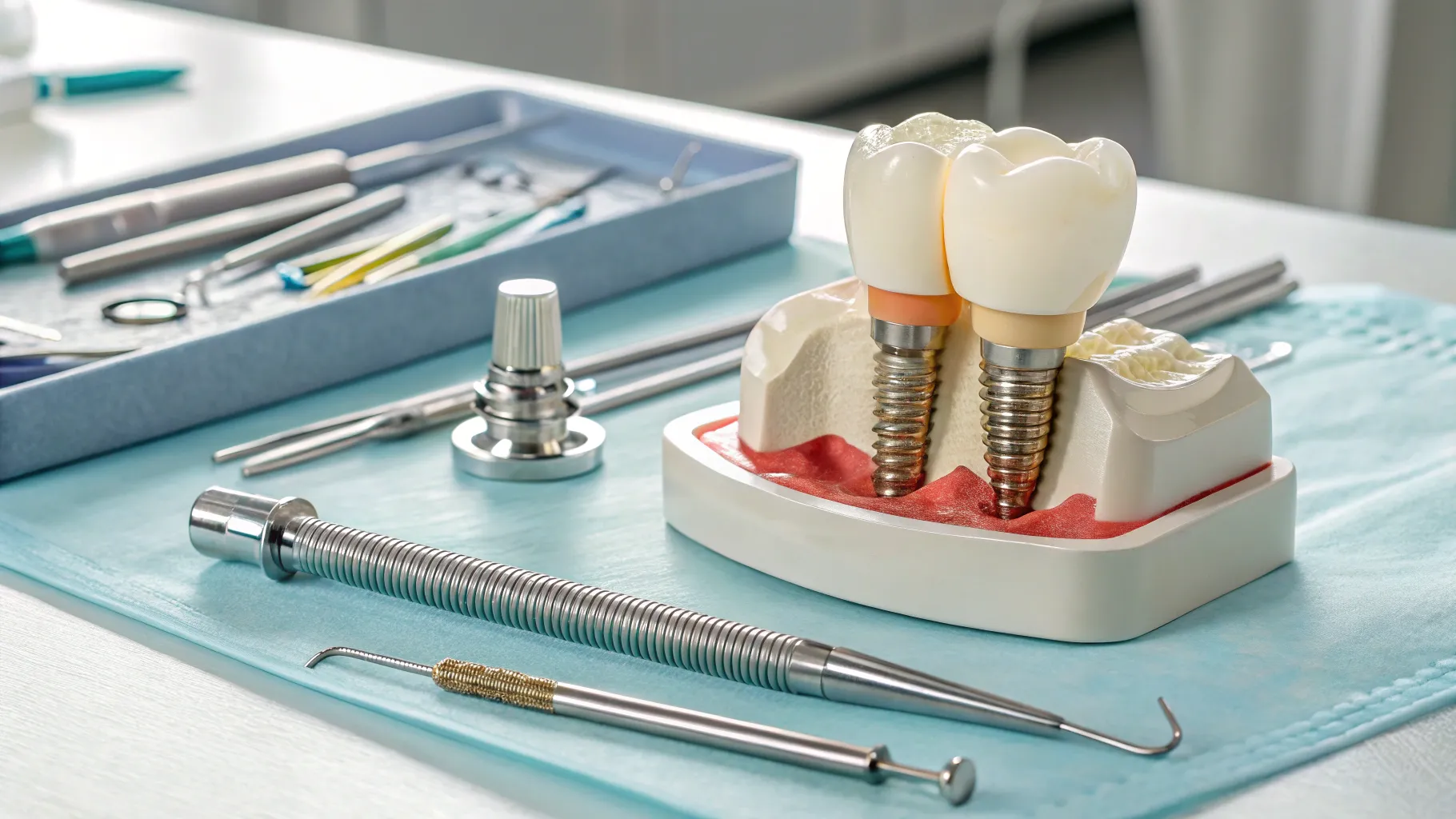 Most common Asked Questions About Dental Implants, showcasing a dental implant model.