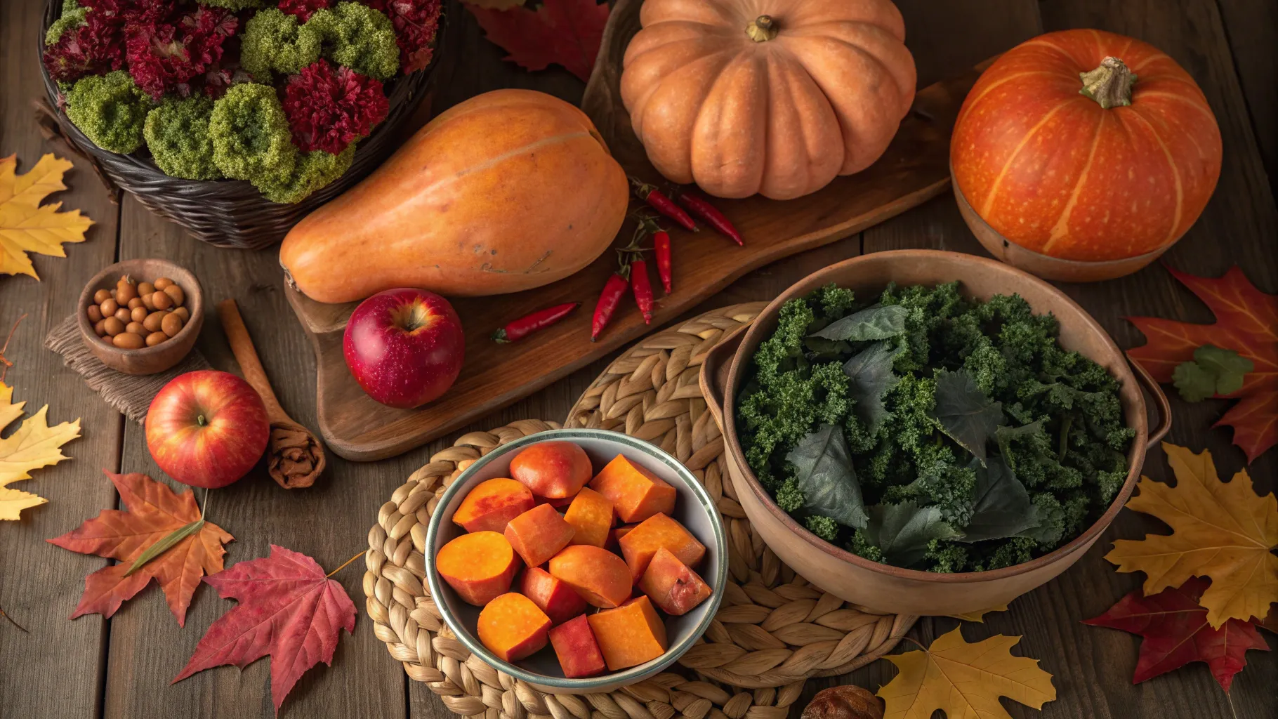 Which autumn foods can help strengthen the immune system: vibrant seasonal produce.