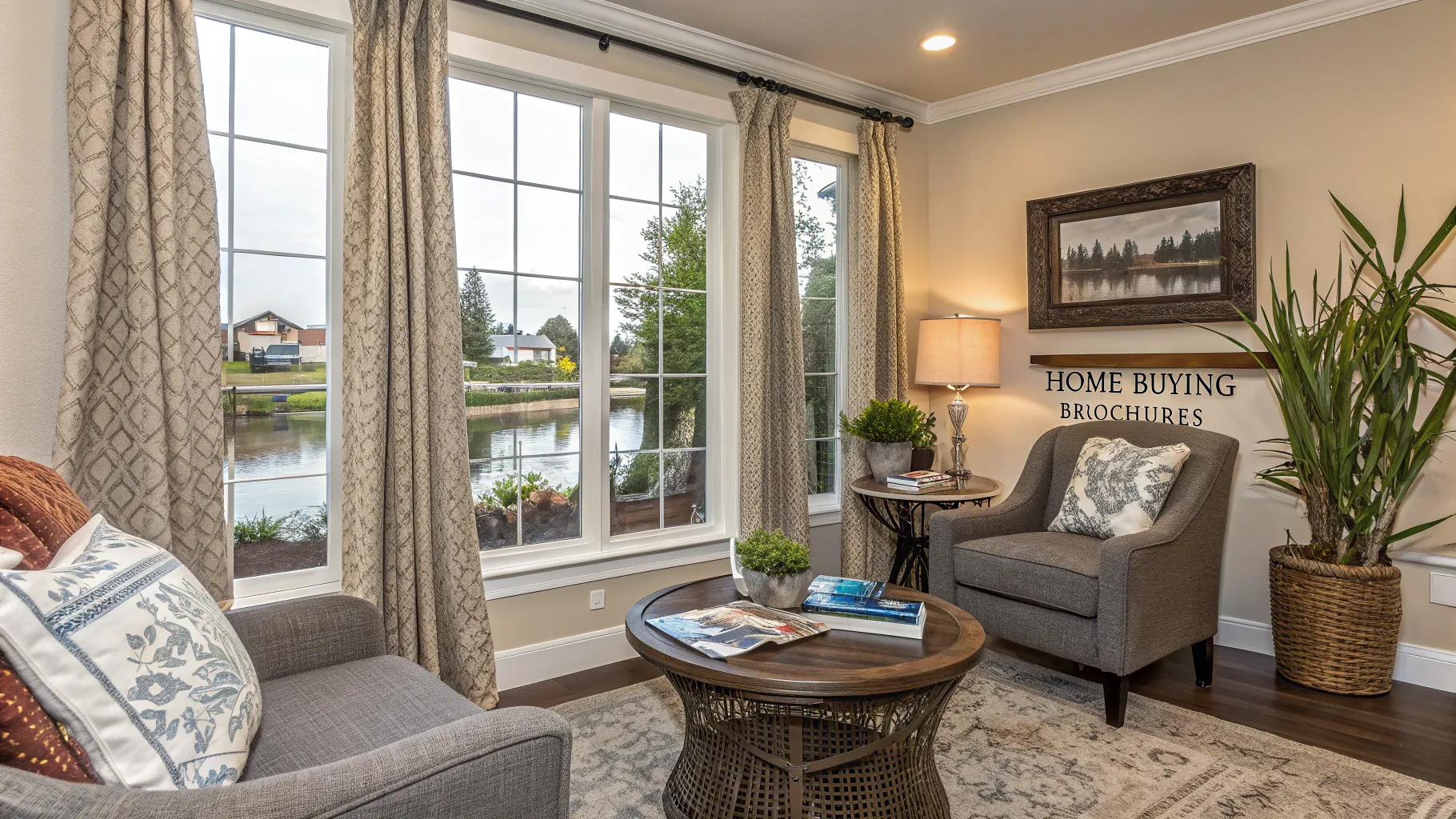Buying House Guide: Inviting living room with modern decor and warm natural light.