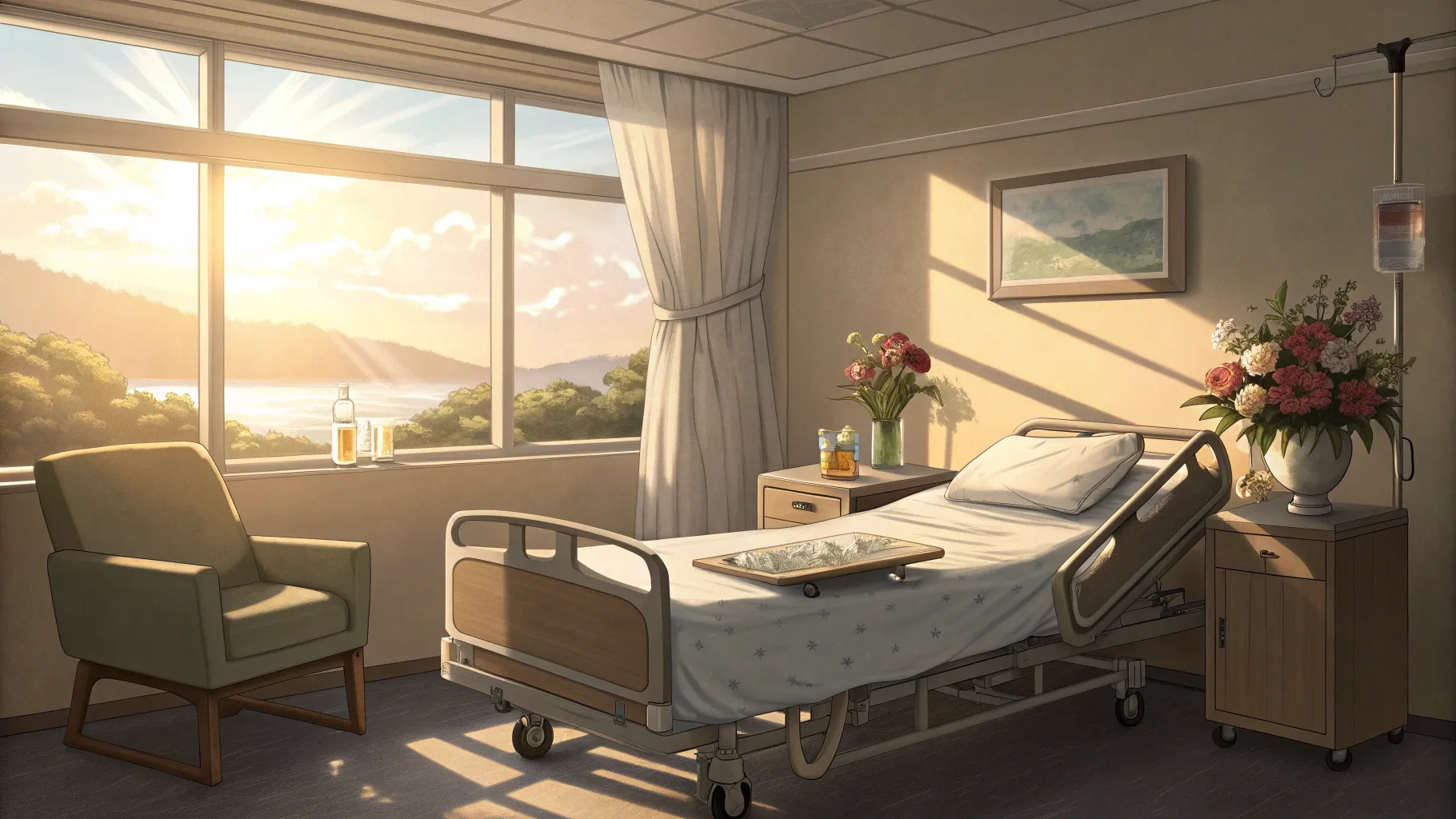 How long will I live after bypass or stent procedure? Hopeful hospital recovery room.
