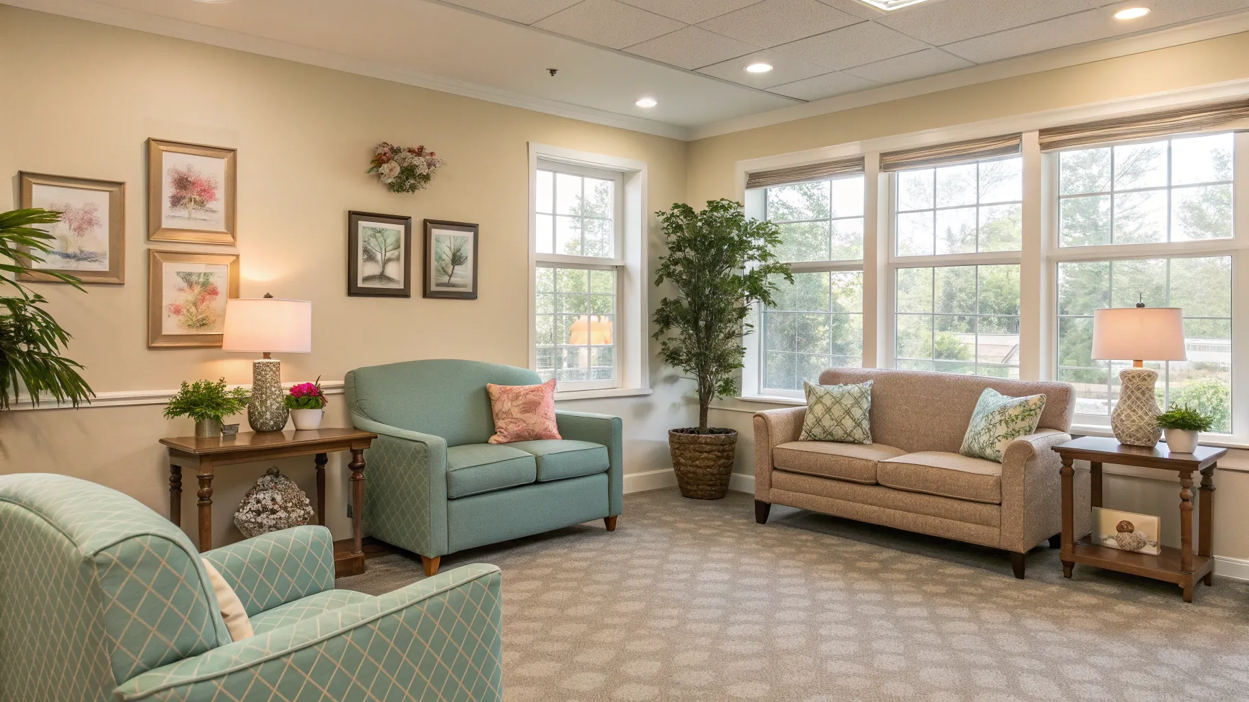 Comfortable Homes for Seniors: A cozy living room designed for elderly comfort and accessibility.