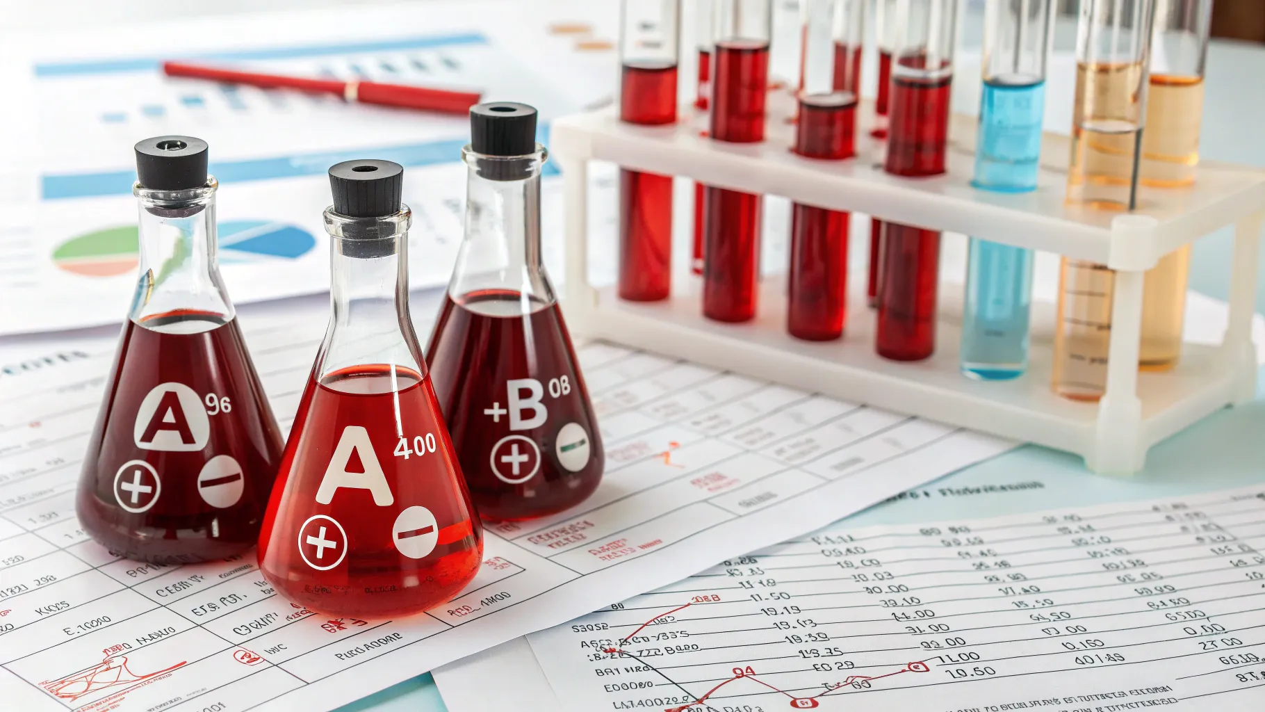 Do certain blood types have different predispositions for certain diseases? Colorful vials.