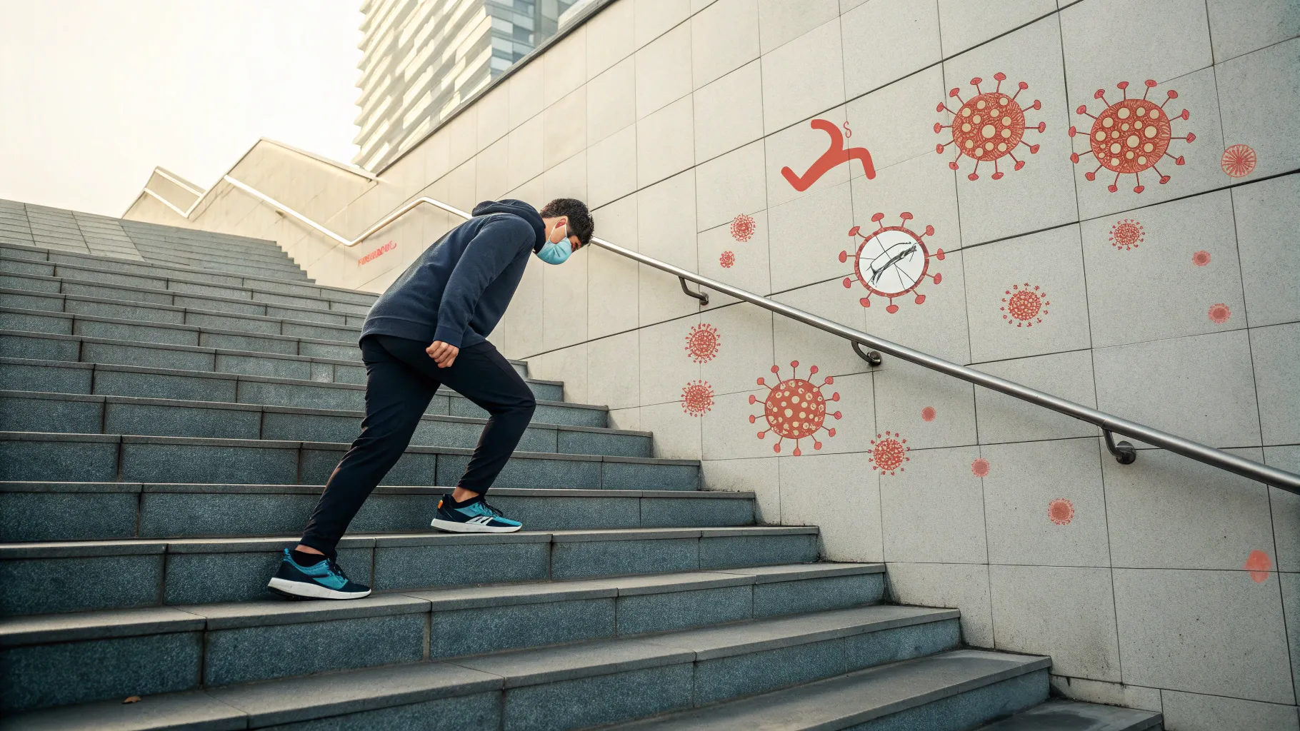 5 Signs of COPD: Struggling on stairs symbolizes unnoticed health challenges.