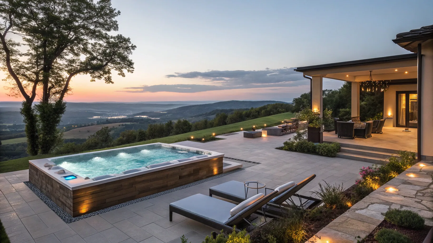 Installation of pools and spa centers buying guide: Luxurious infinity pool and spa area.
