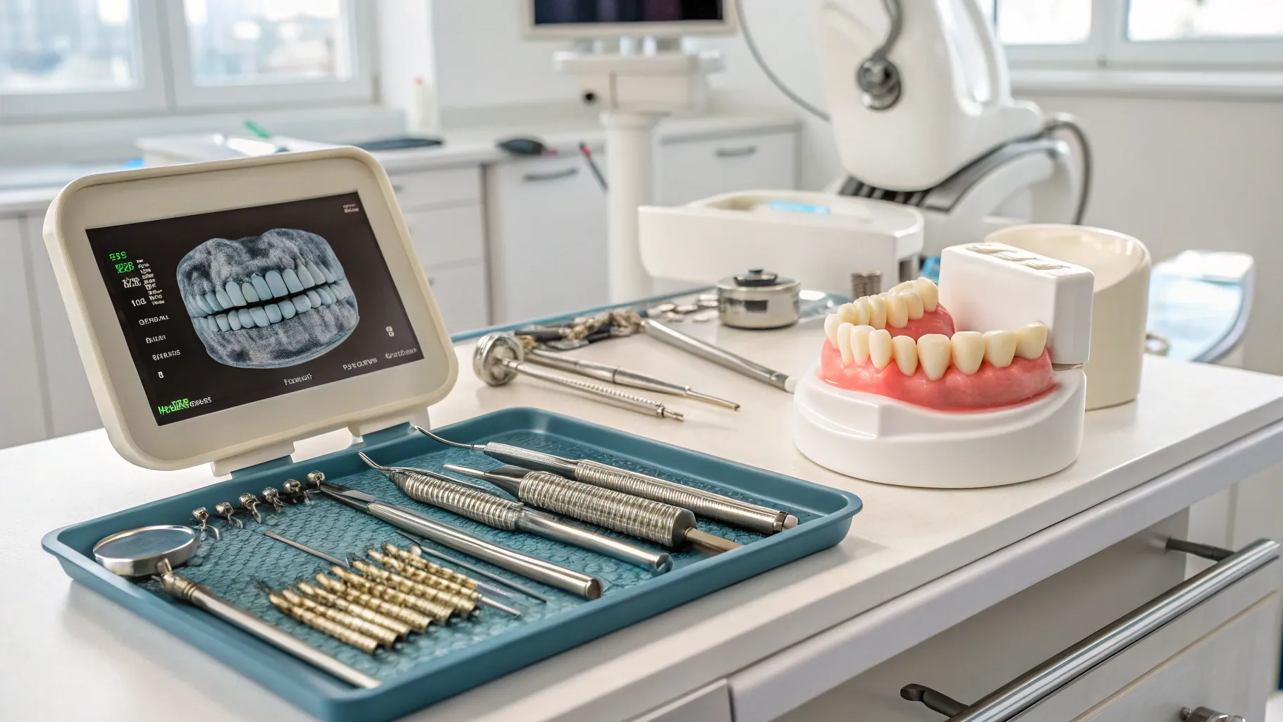screwless implant placement for elderly patients with high-tech dental instruments.