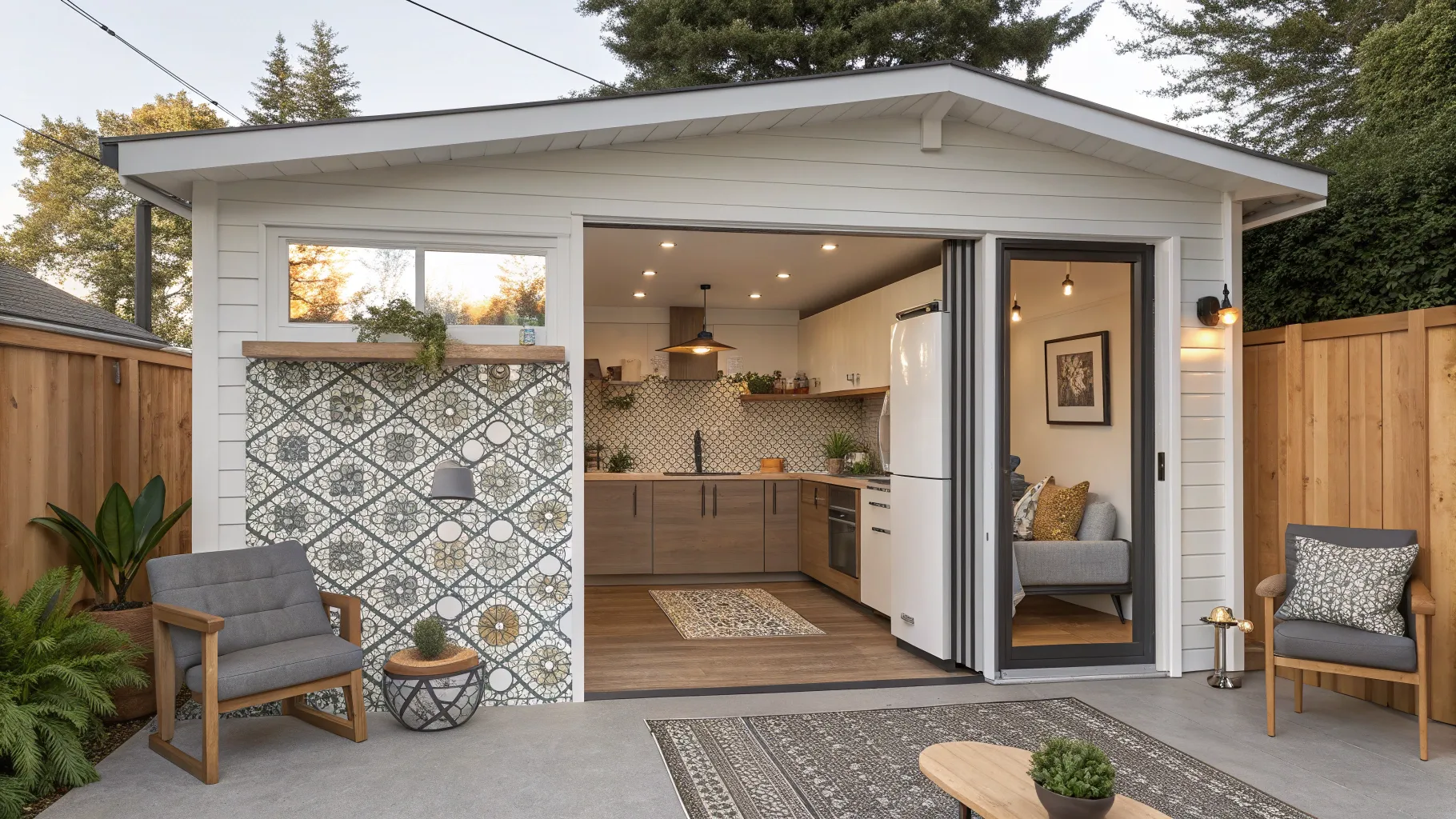 Read Guide about Backyard Apartments: Cozy studio ADU interior with modern amenities and decor.