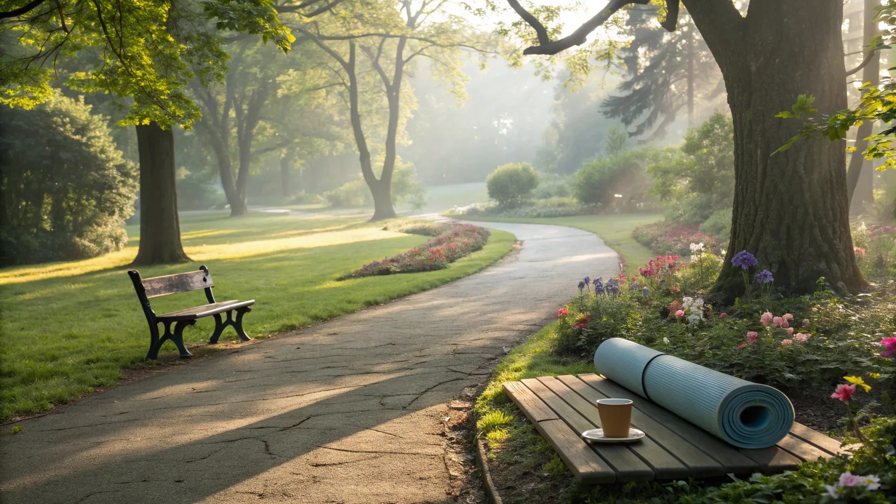 How to deal with anxiety and depression: a calming path through a beautiful park.