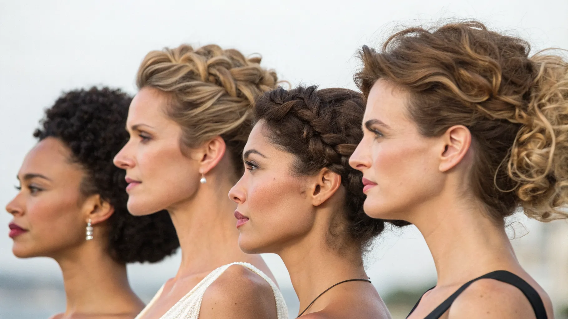 Five beautiful women showcasing different <strong>volumizing hairstyles for fine hair</strong>, each with added texture and lift.