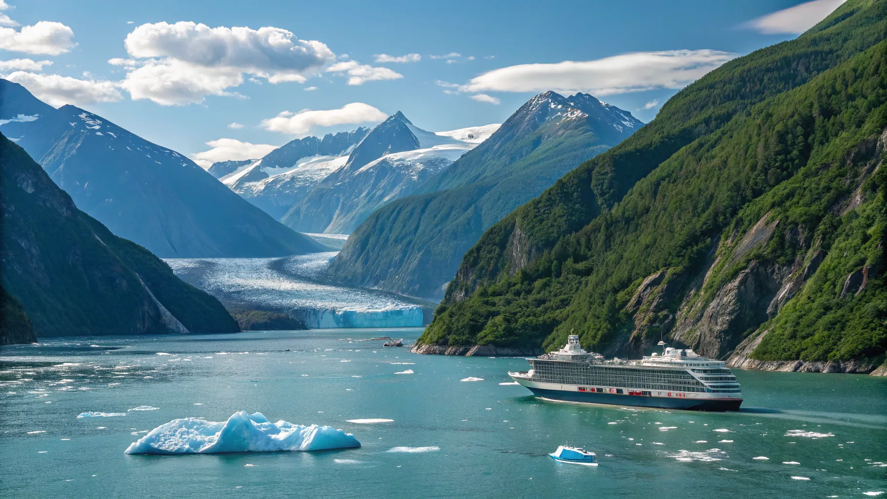 Cruises from Seattle to Alaska showcase stunning mountain views and serene waters.