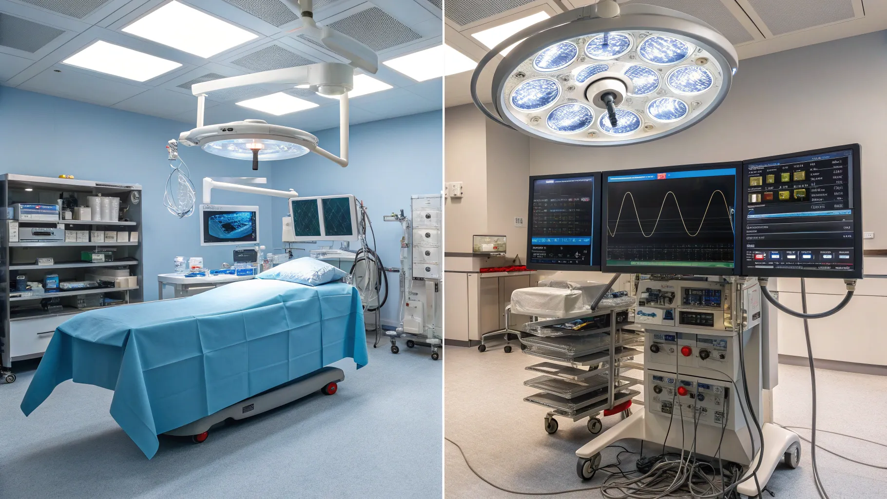 bypass surgery vs stent Cost comparison: contrasting medical environments of heart treatments.