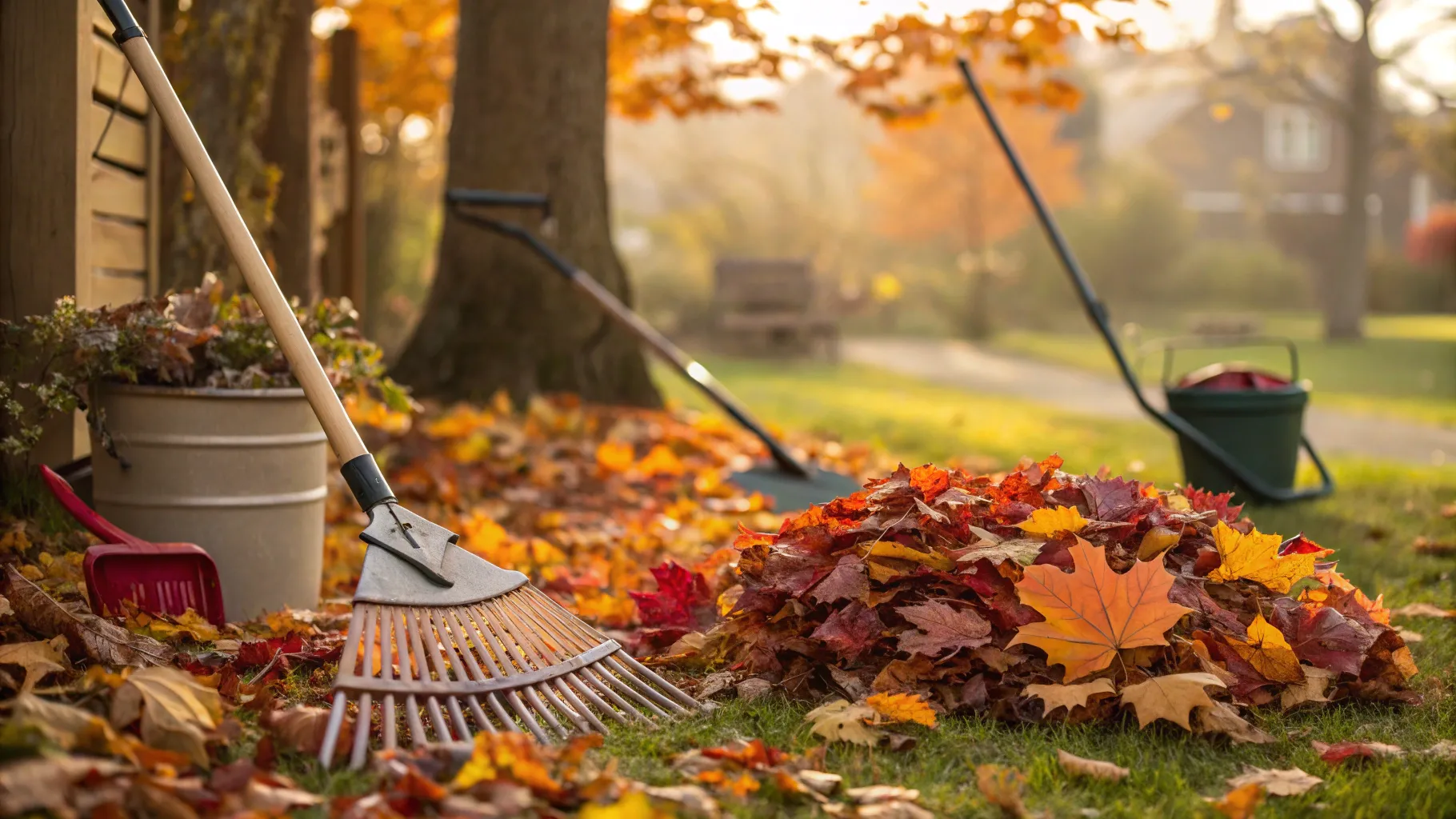 Read more about Leaf Collector Tools And Their Uses: Tools among vibrant autumn leaves.