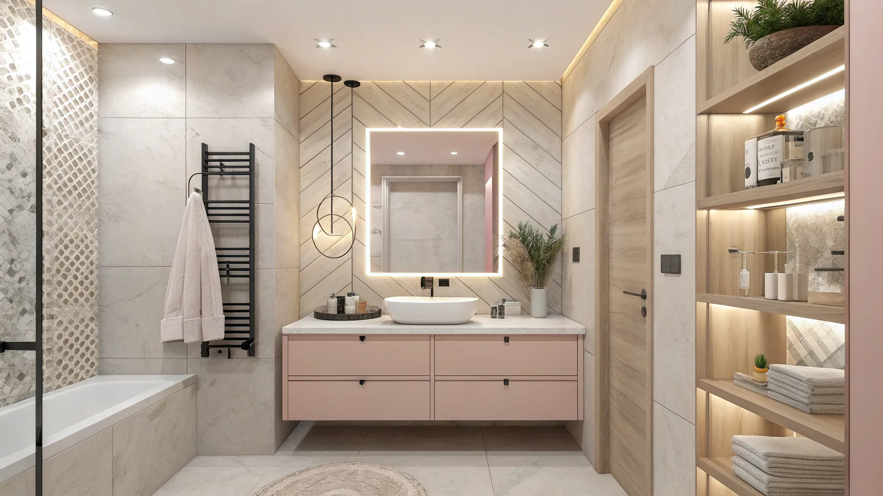 Small Bathroom Ideas showcasing minimalist design and effective organization for space.