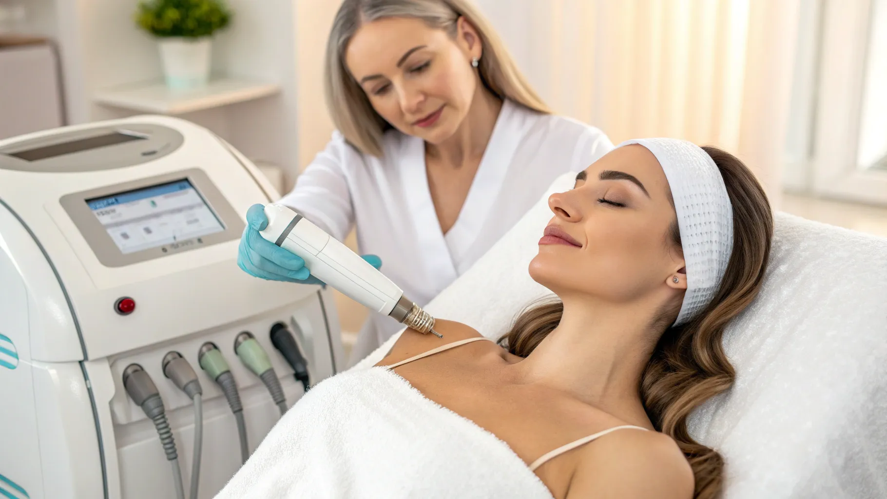 laser age spot removal reveals advanced equipment in a serene clinical environment.