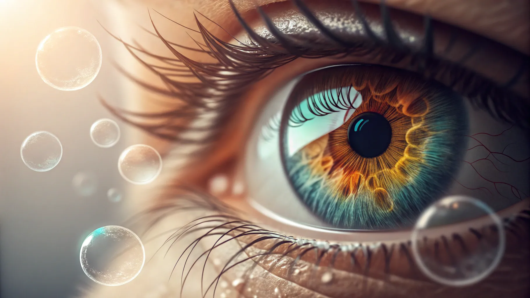 LF-IB-01534-RSOC-FB_Health_ A detailed eye with floaters and vibrant iris, enhancing vision clarity.