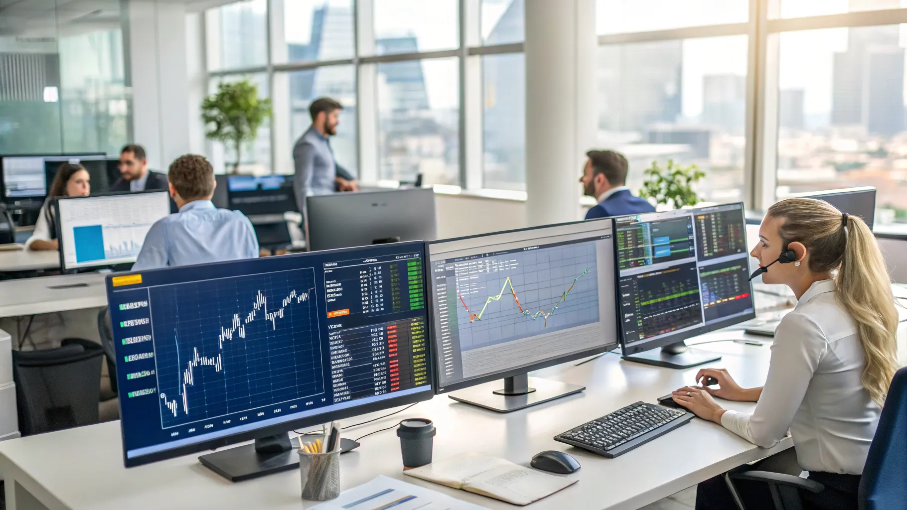 Accounting jobs show professionals working with technology in a modern office environment.