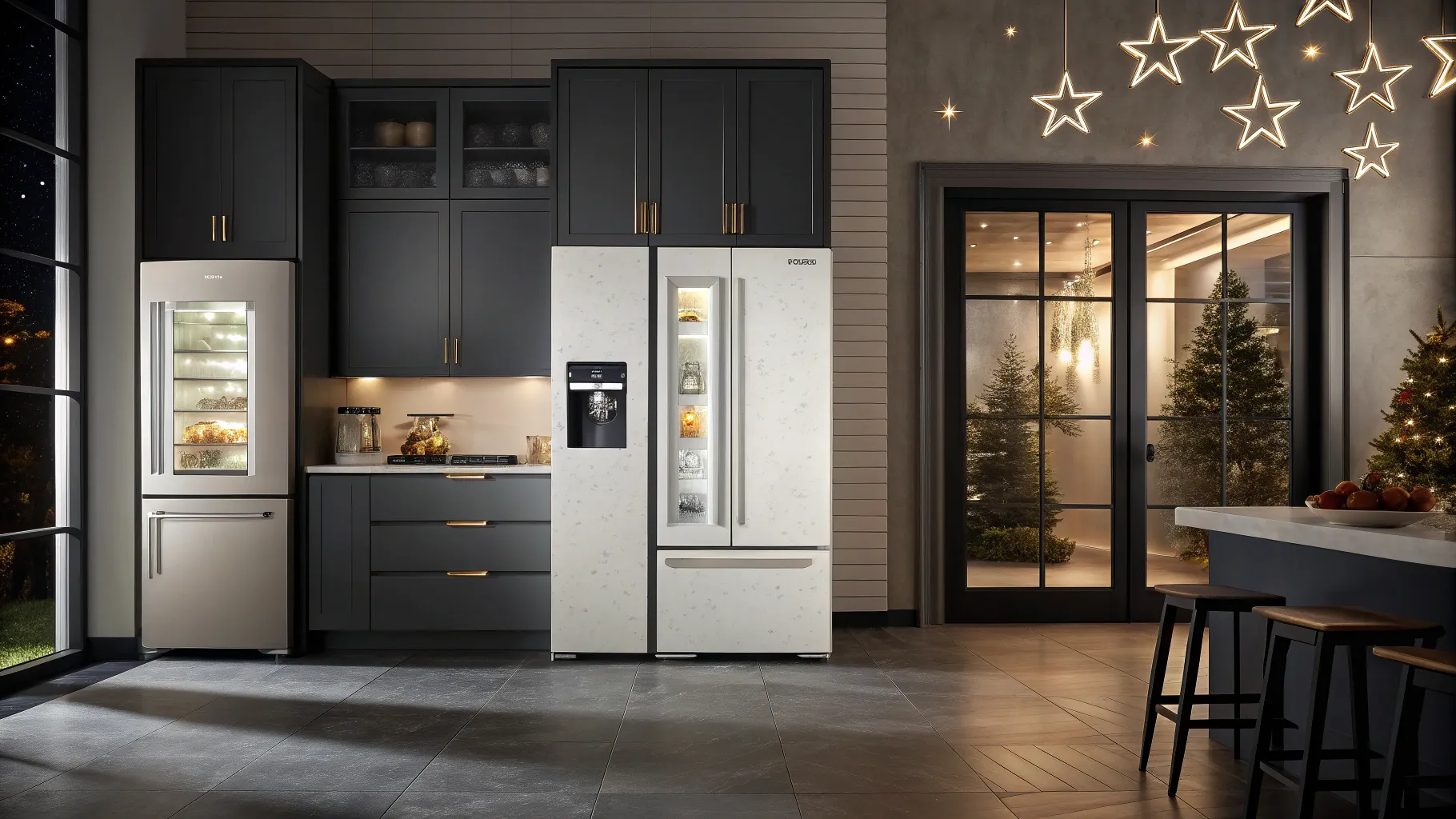 Rent to own refrigerator options displayed in a stylish kitchen setting.