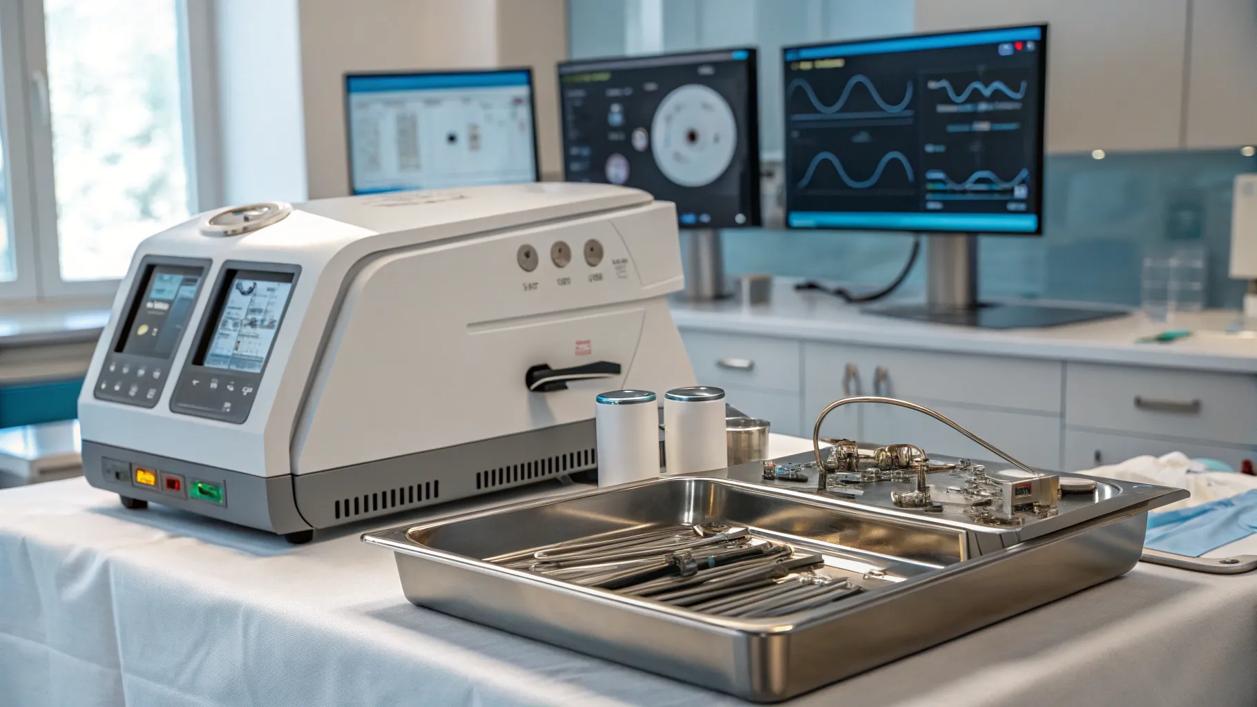 Rhinoplasty with Laser in a modern surgical room, showcasing advanced equipment.