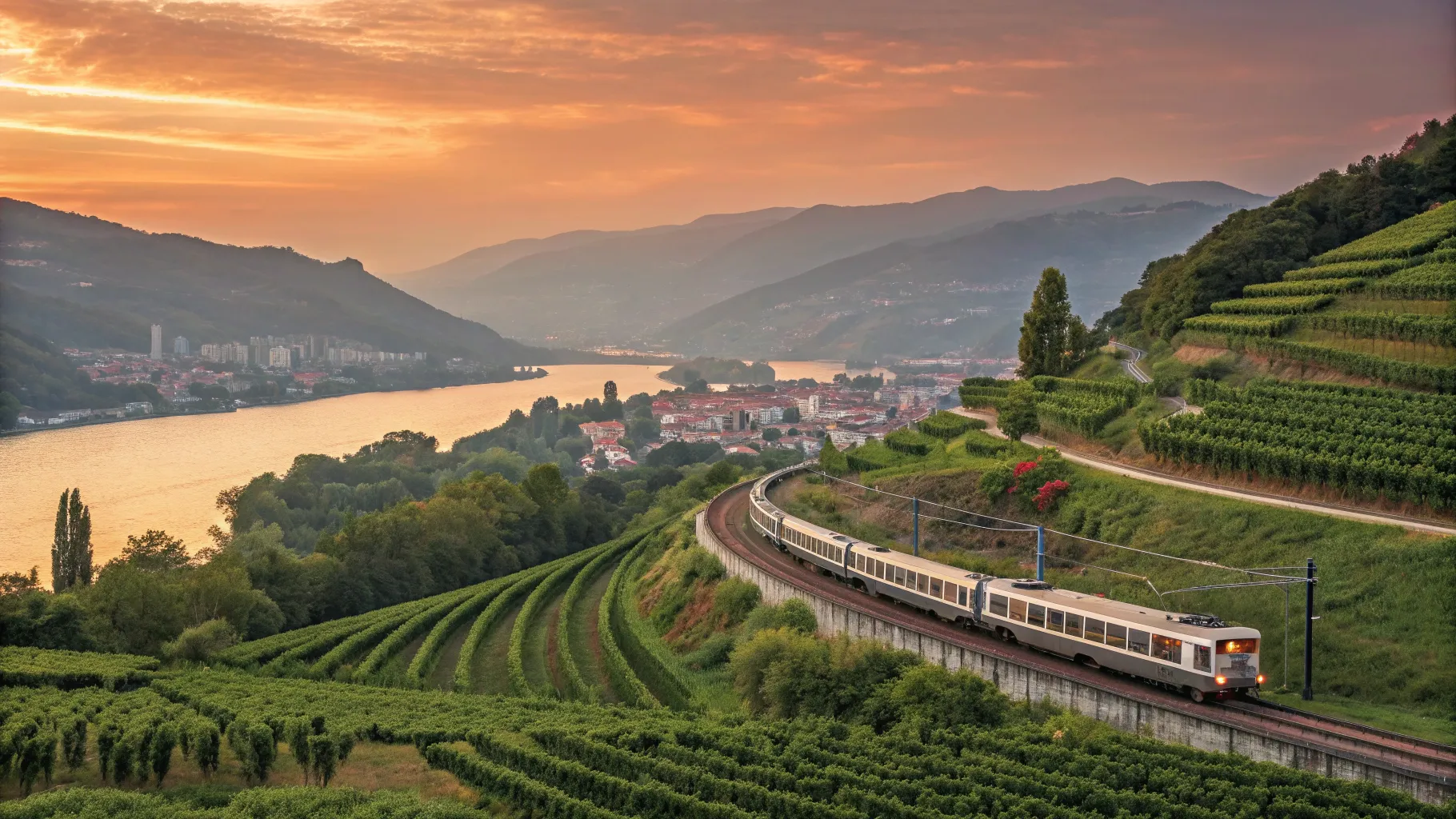 Portugal to Singapore: The World's Longest Train Tour, depicting scenic landscapes and a train.