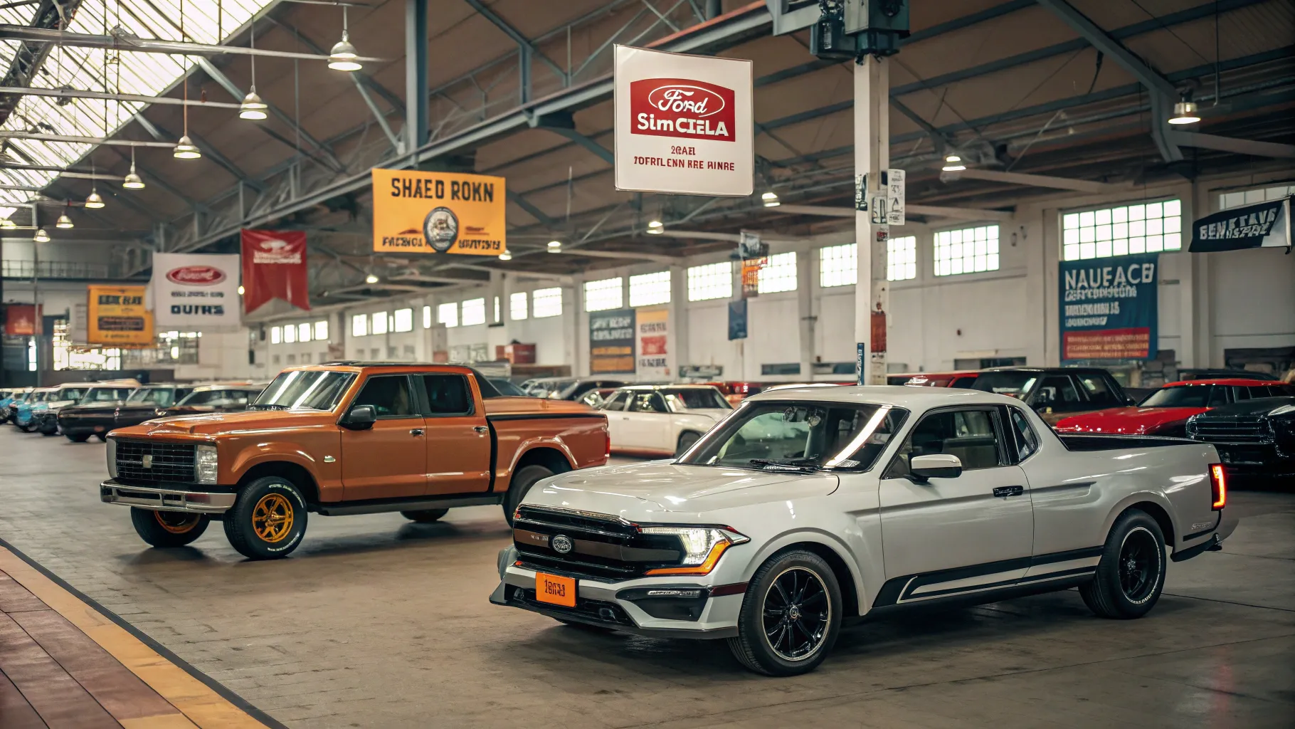 Seized and Used Vehicle Auctions: Vibrant scene of diverse cars at a vehicle auction.