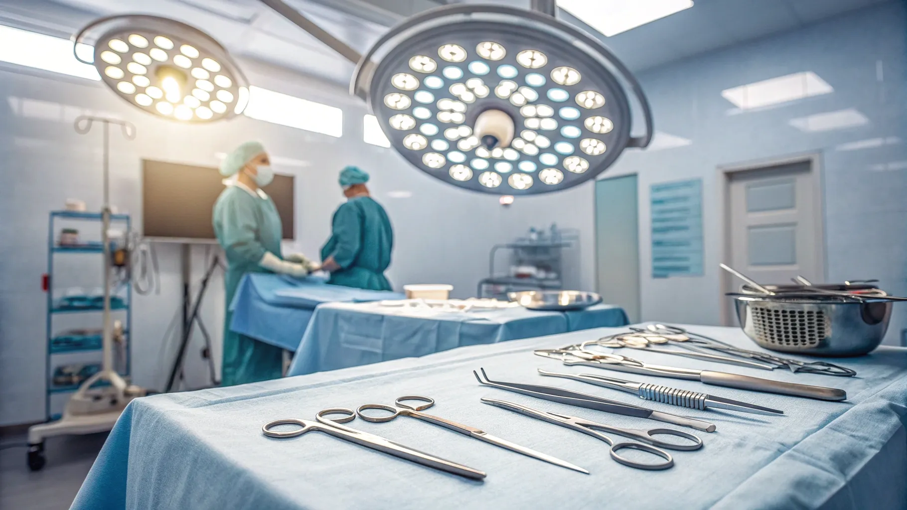Eyelid Surgery for Seniors showcases intricate surgical tools in a tranquil setting.