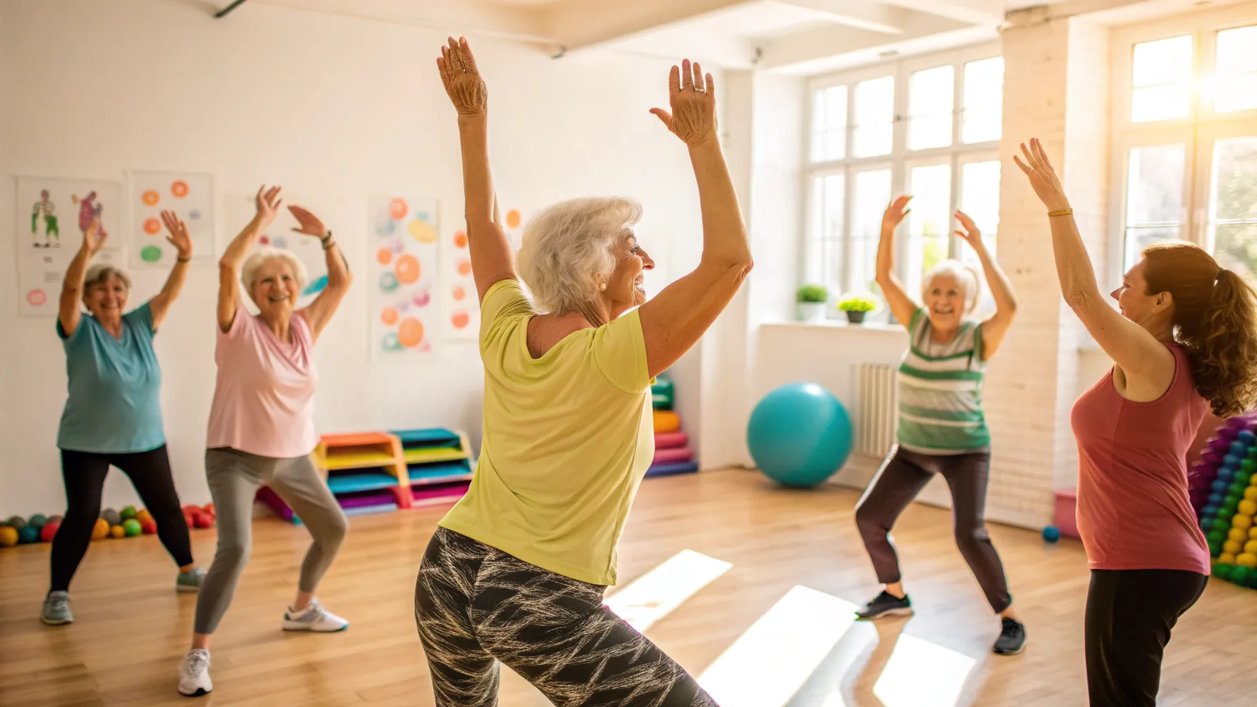 Zumba Classes for Seniors and benefits for health, showcasing joyous group activity.