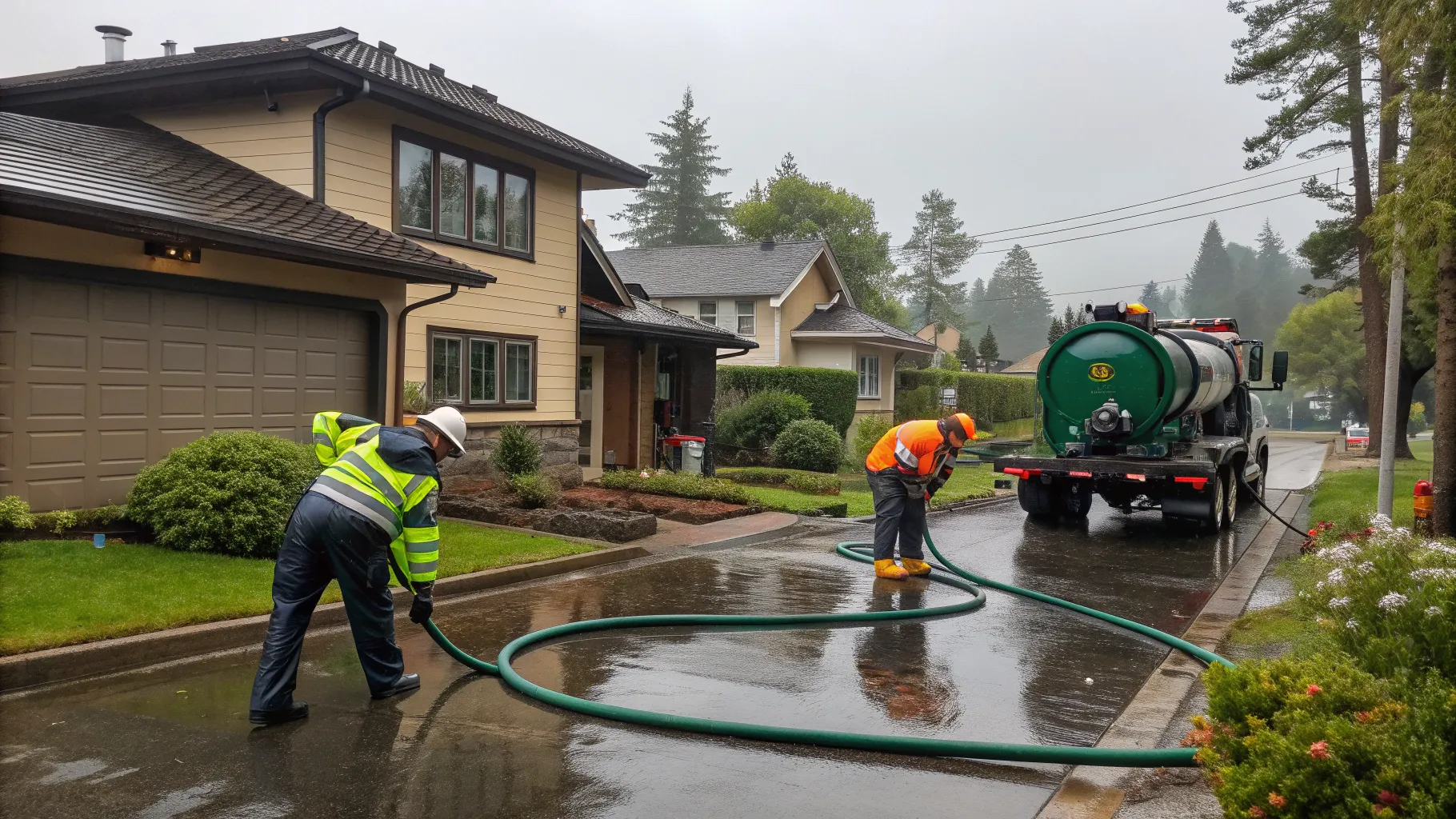 Sewage cleaning in Australia involves a dedicated crew managing an emergency situation.