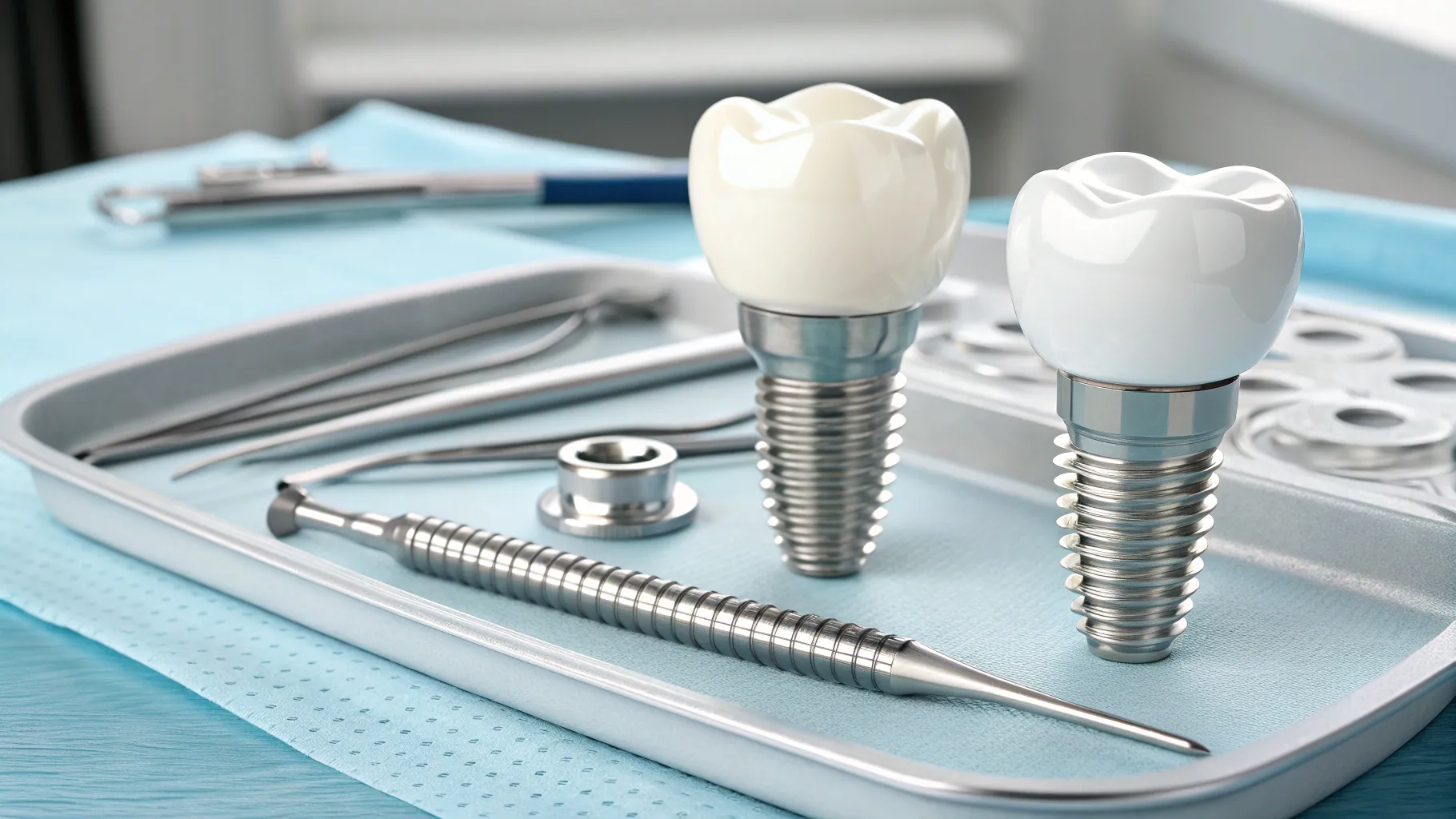 Are titanium dental implants the best? A modern dental clinic with titanium implant tools.