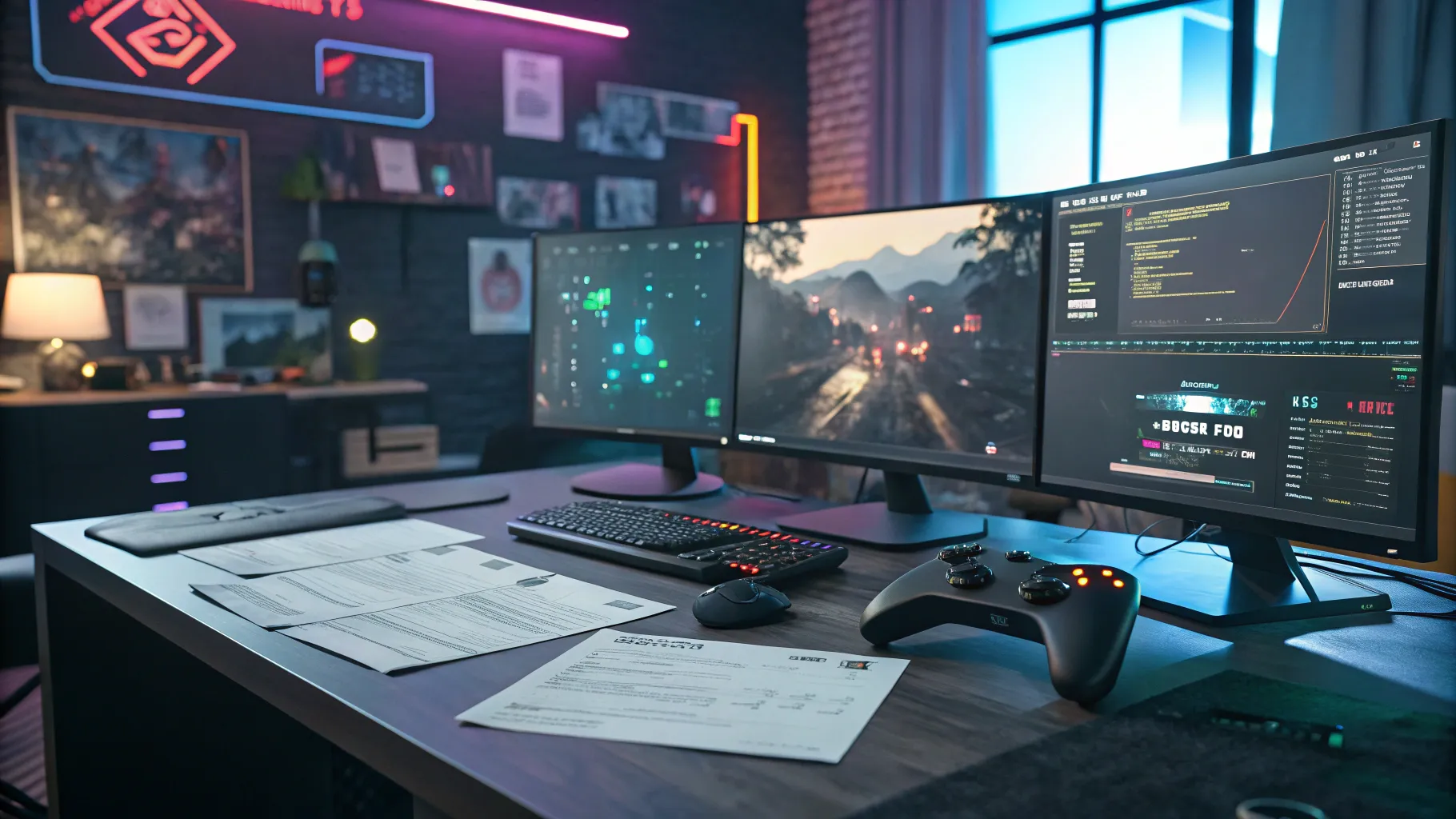 Video game tester jobs and how to get started with a modern gaming desk setup.